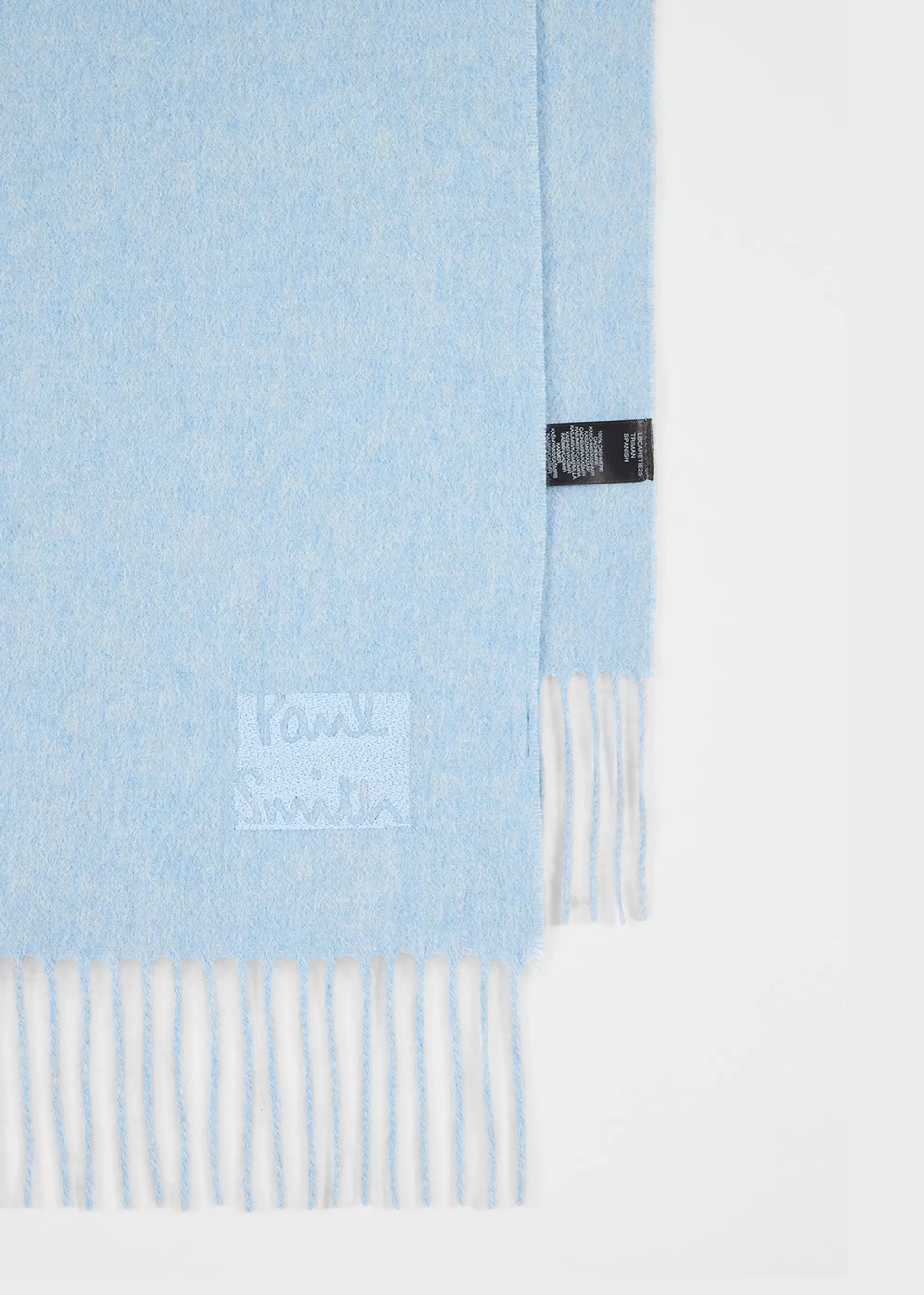 Light Blue Tonal Embroidered Logo Cashmere Scarf>Paul Smith Cheap