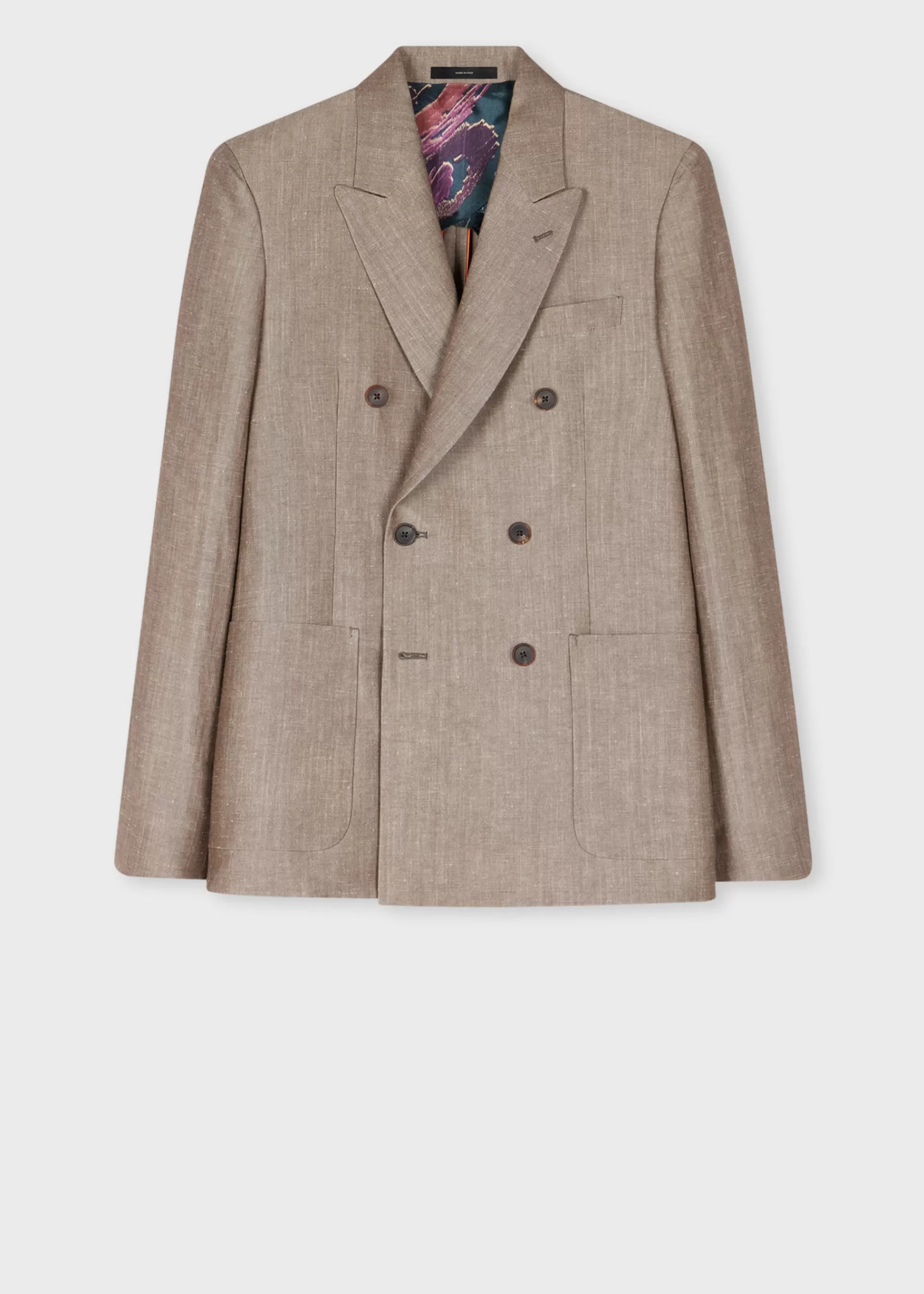 Light Brown Linen-Wool Double-Breasted Blazer>Paul Smith Store