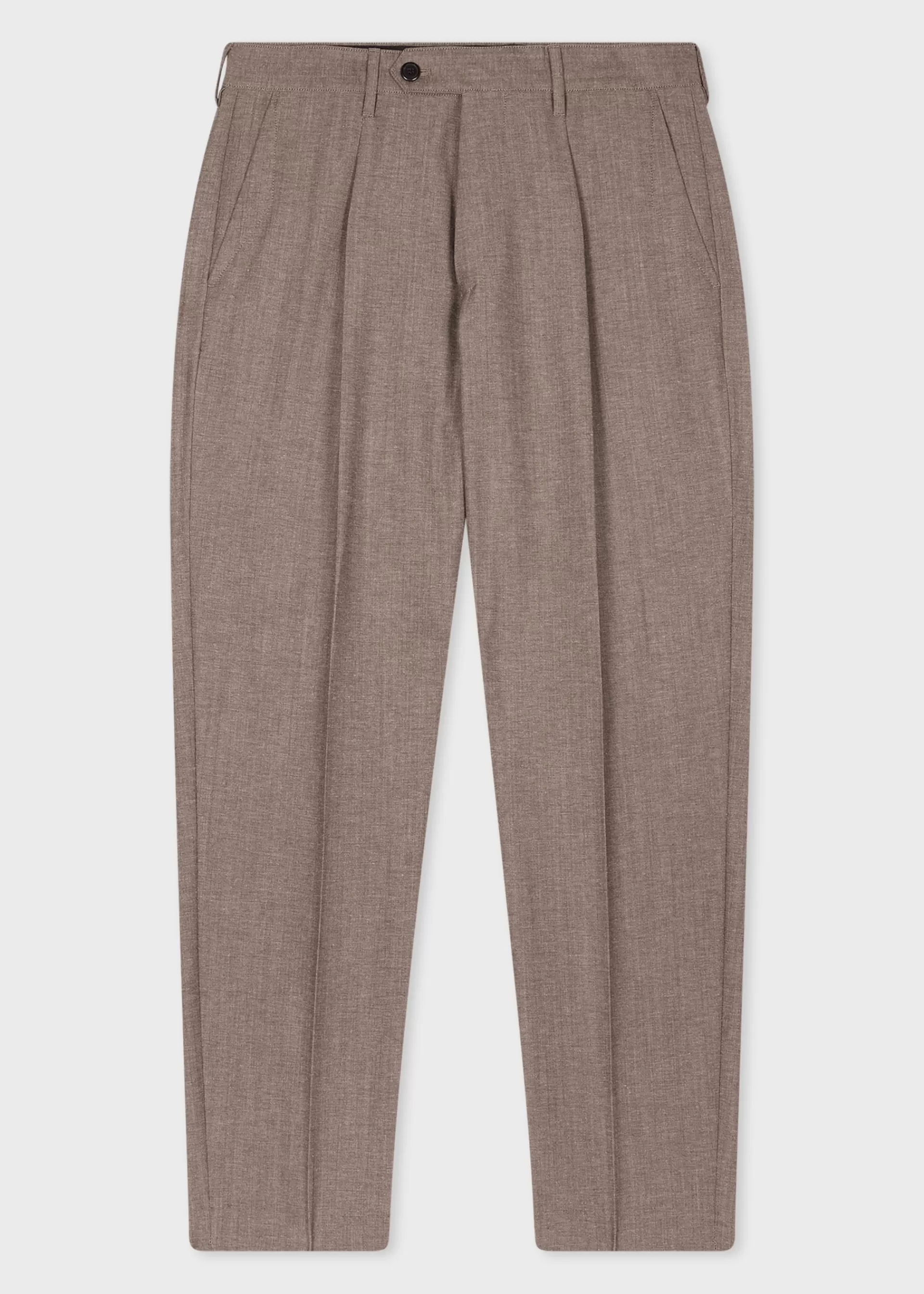 Light Brown Recycled Cotton-Blend Pleated Trousers>Paul Smith Online