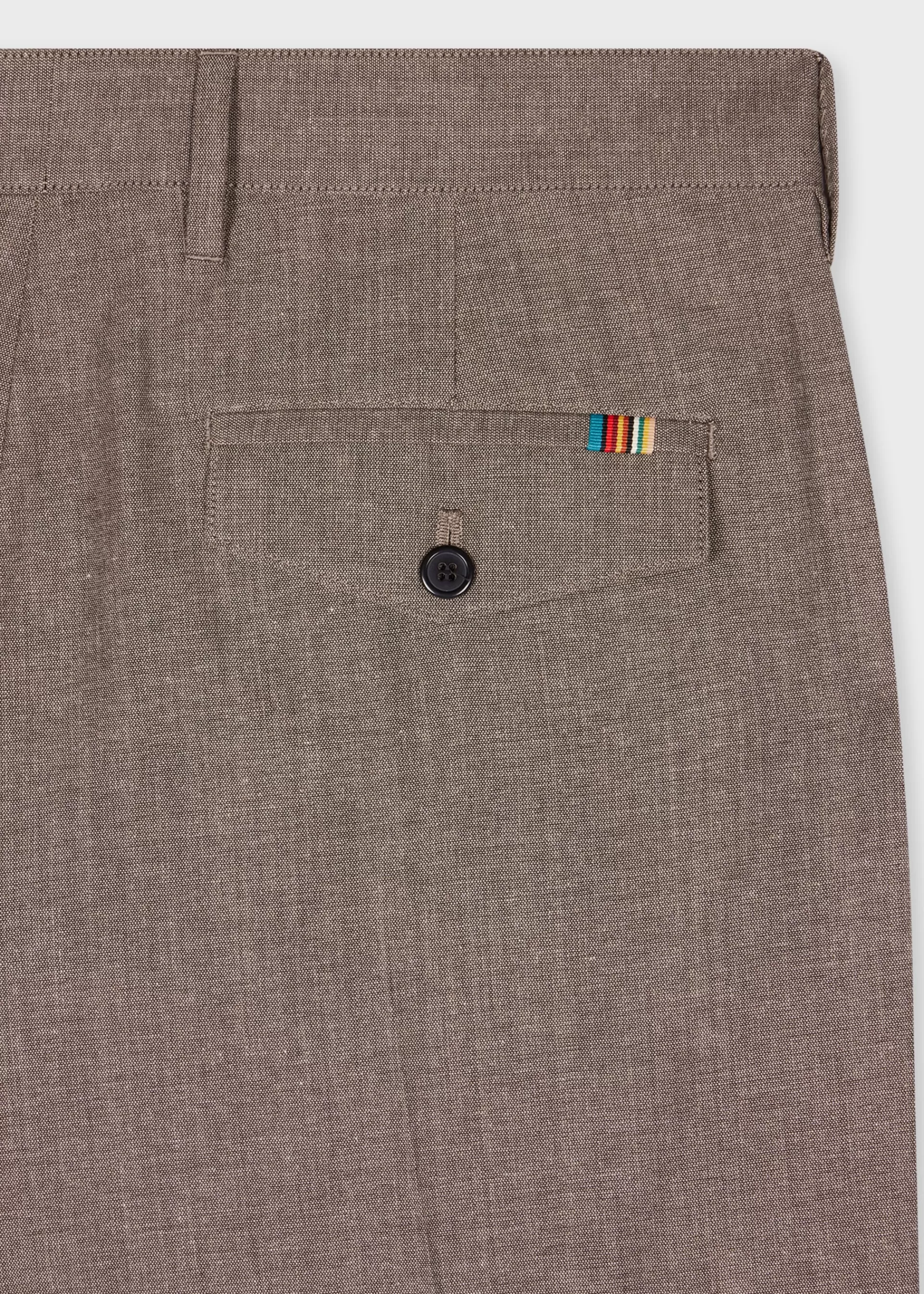 Light Brown Recycled Cotton-Blend Pleated Trousers>Paul Smith Online