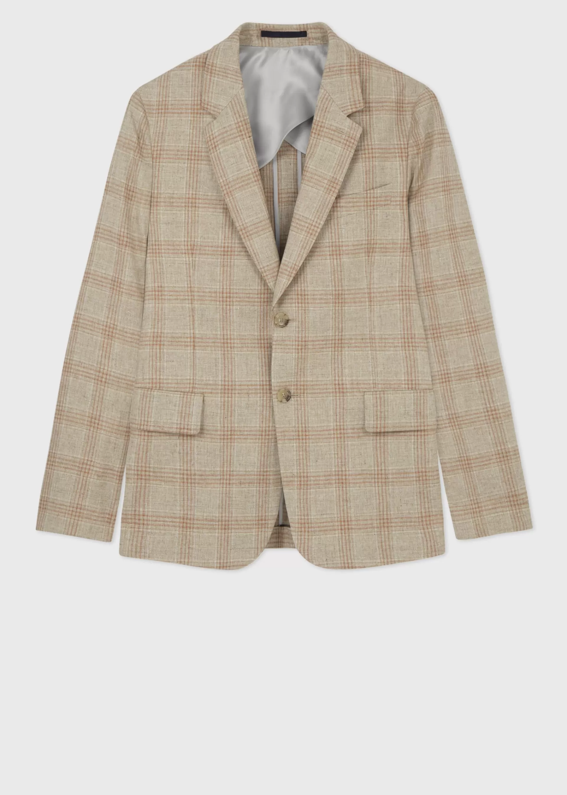 Light Brown-Check Cotton-Wool Blend Buggy-Lined Blazer>Paul Smith Online