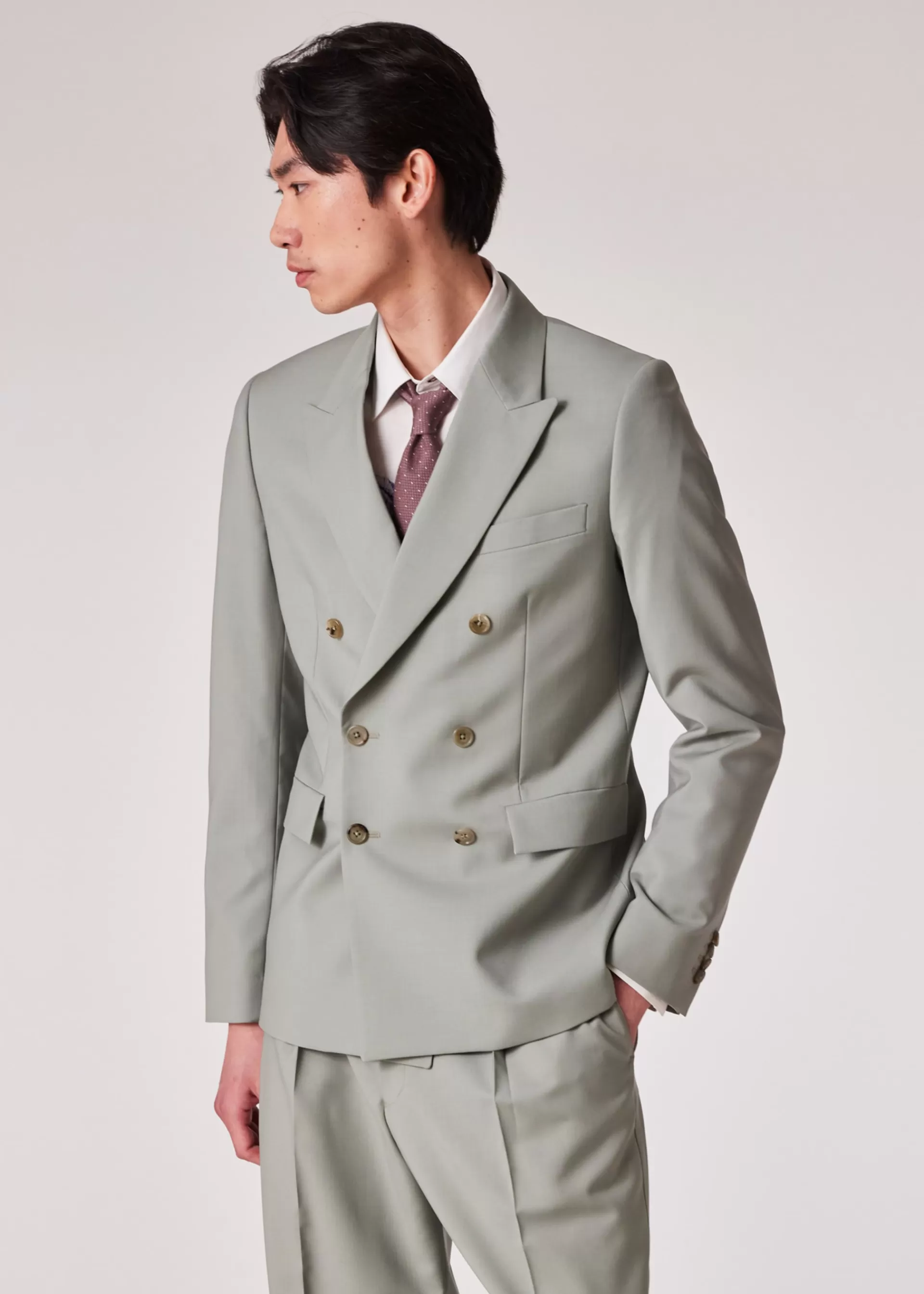 Light Green Wool-Mohair Double-Breasted Blazer>Paul Smith Discount