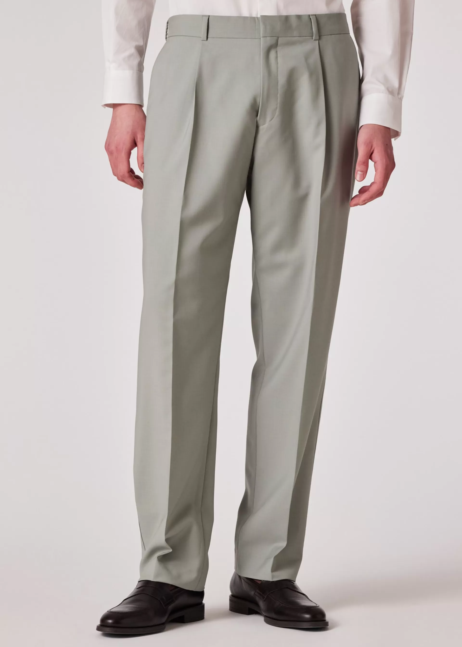 Light Green Wool-Mohair Pleated Trousers>Paul Smith Discount