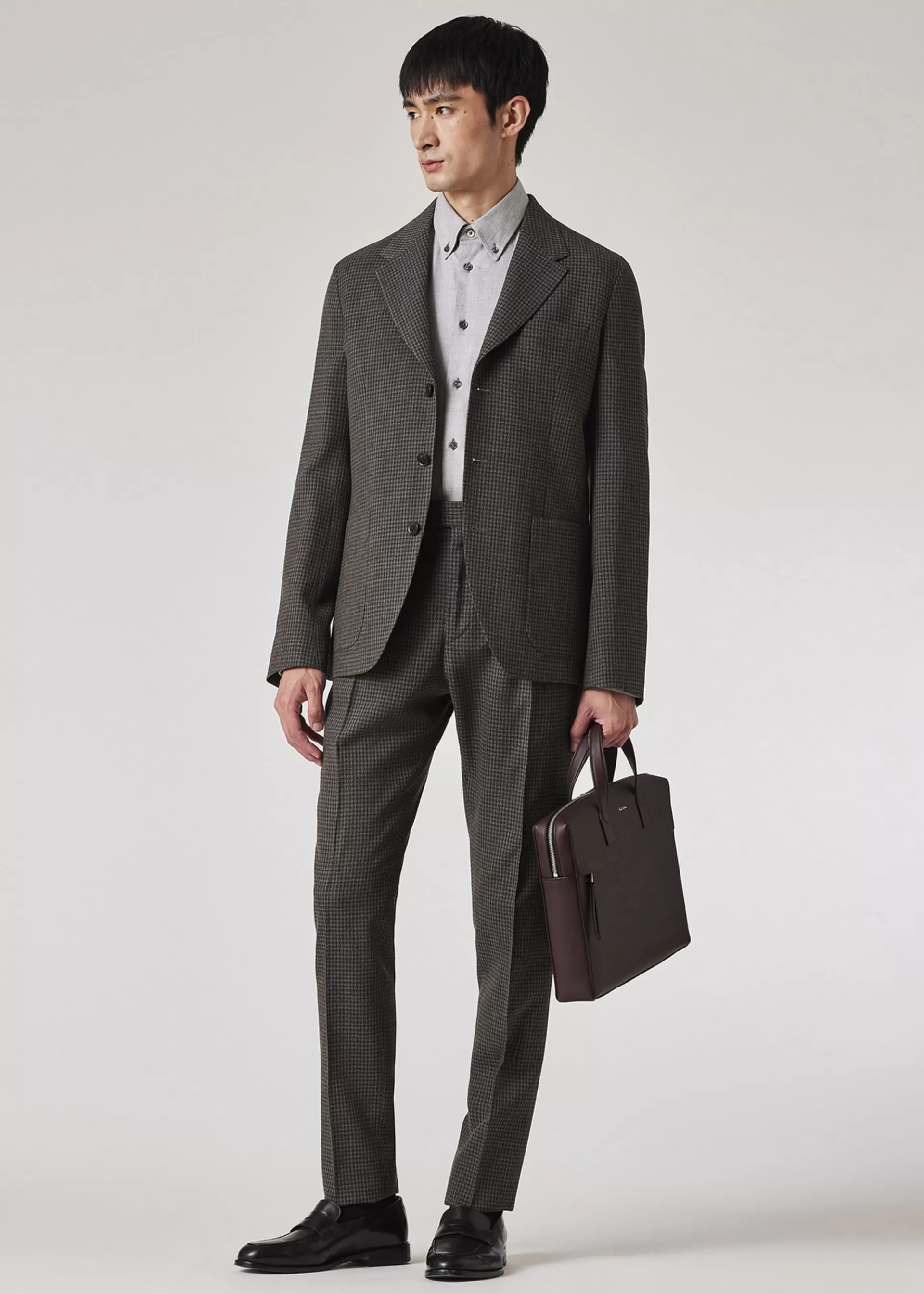 Light Grey Cotton-Lyocell Flannel Button-Down Shirt>Paul Smith Store
