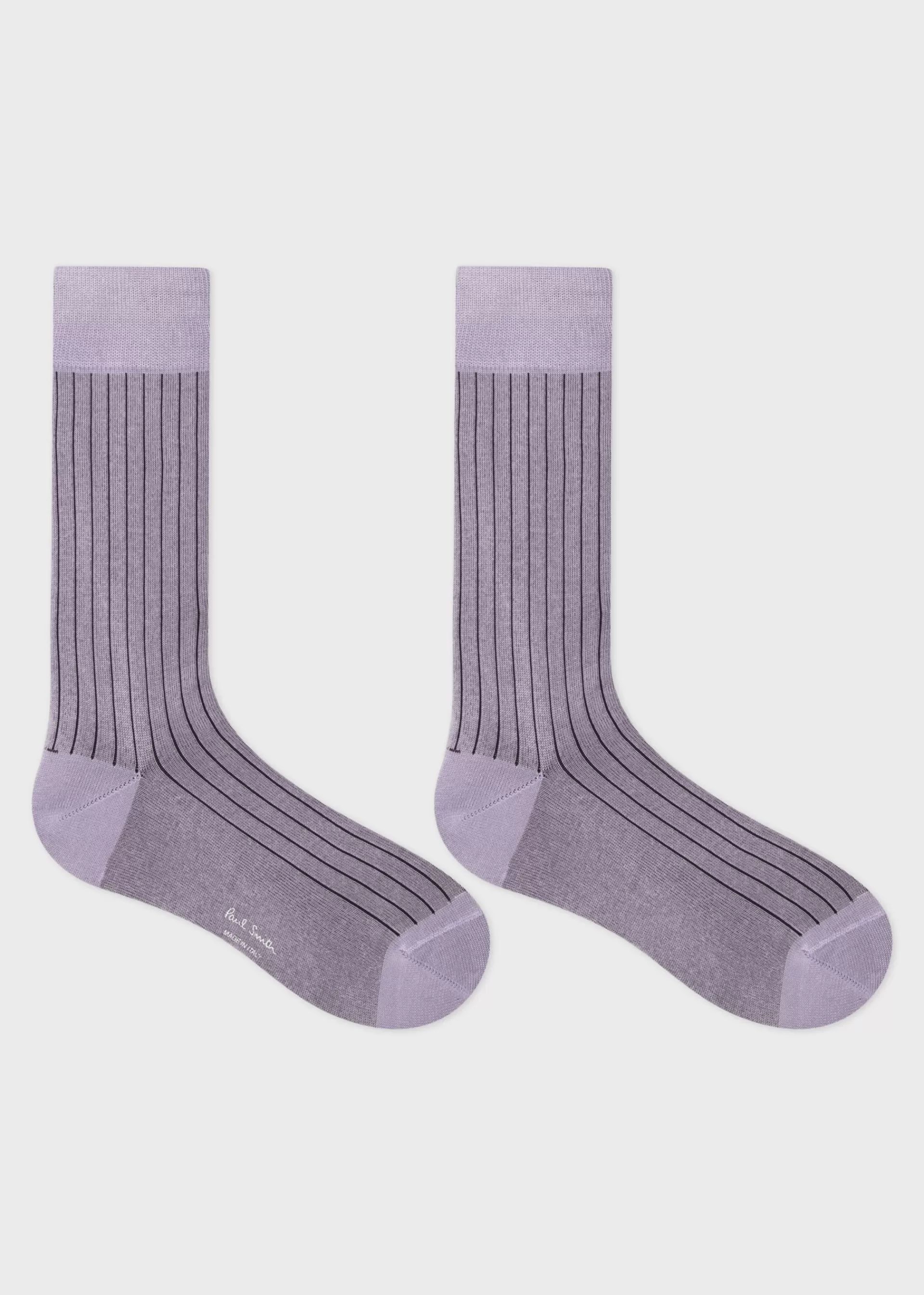 Light Purple Ribbed Cotton-Blend Socks>Paul Smith Shop