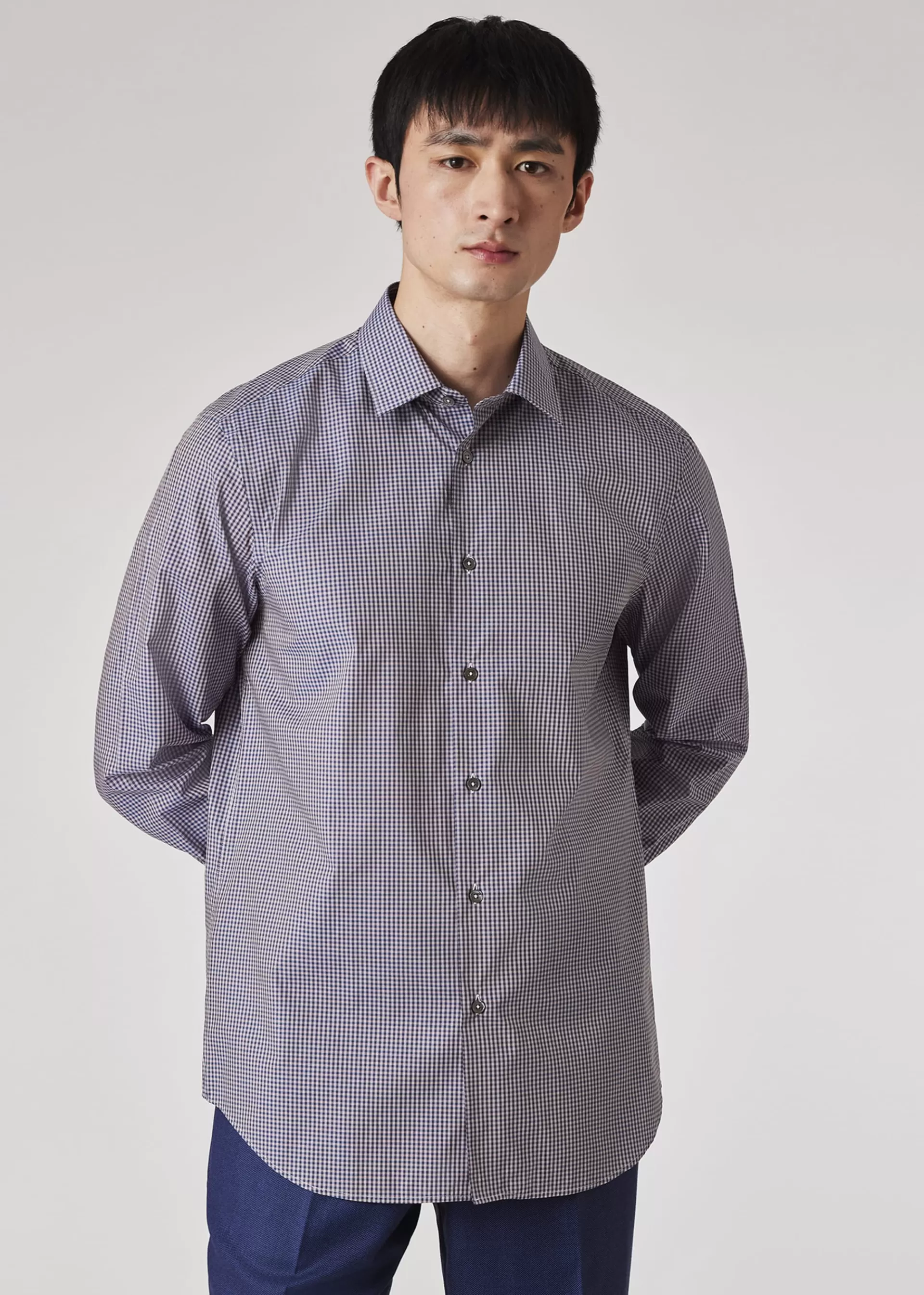Light Purple Tailored-Fit Gingham Cotton Shirt>Paul Smith Clearance