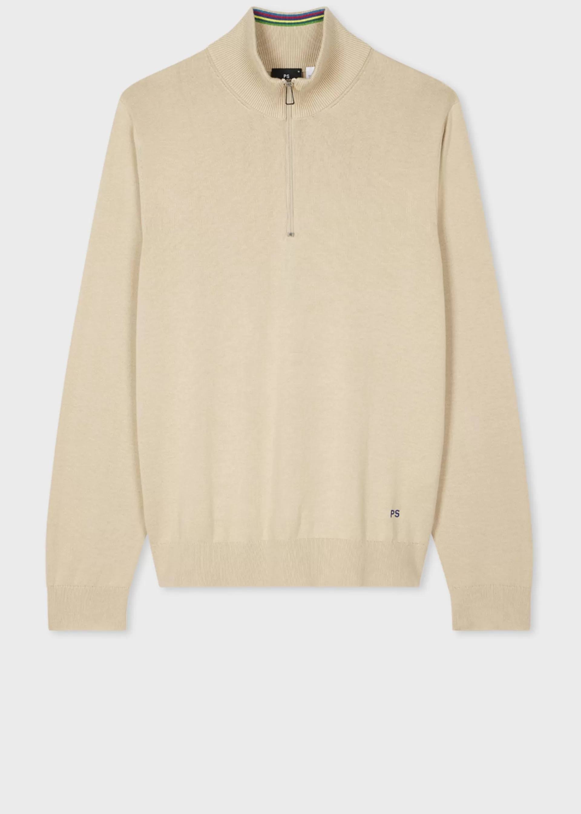 Light Stone Half Zip Knit Organic Cotton Sweater>Paul Smith Online