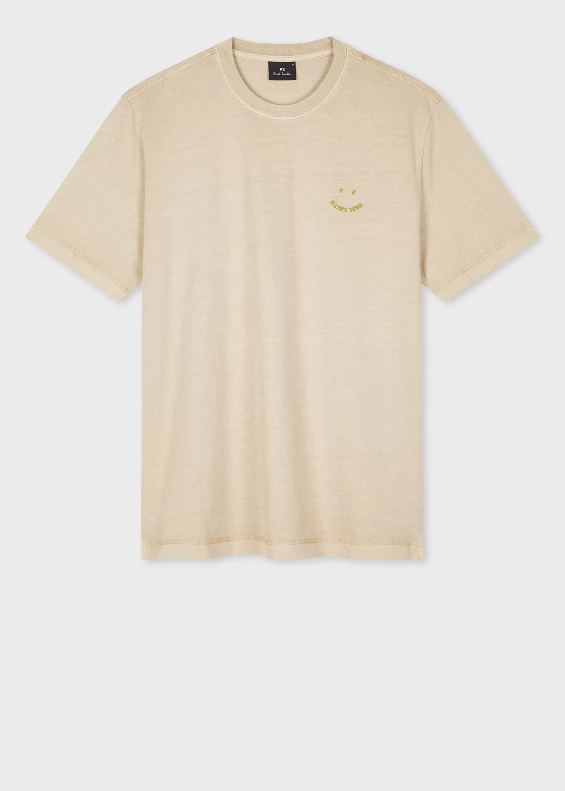 Light Tan Embroidered 'Happy' T-Shirt>Paul Smith Store