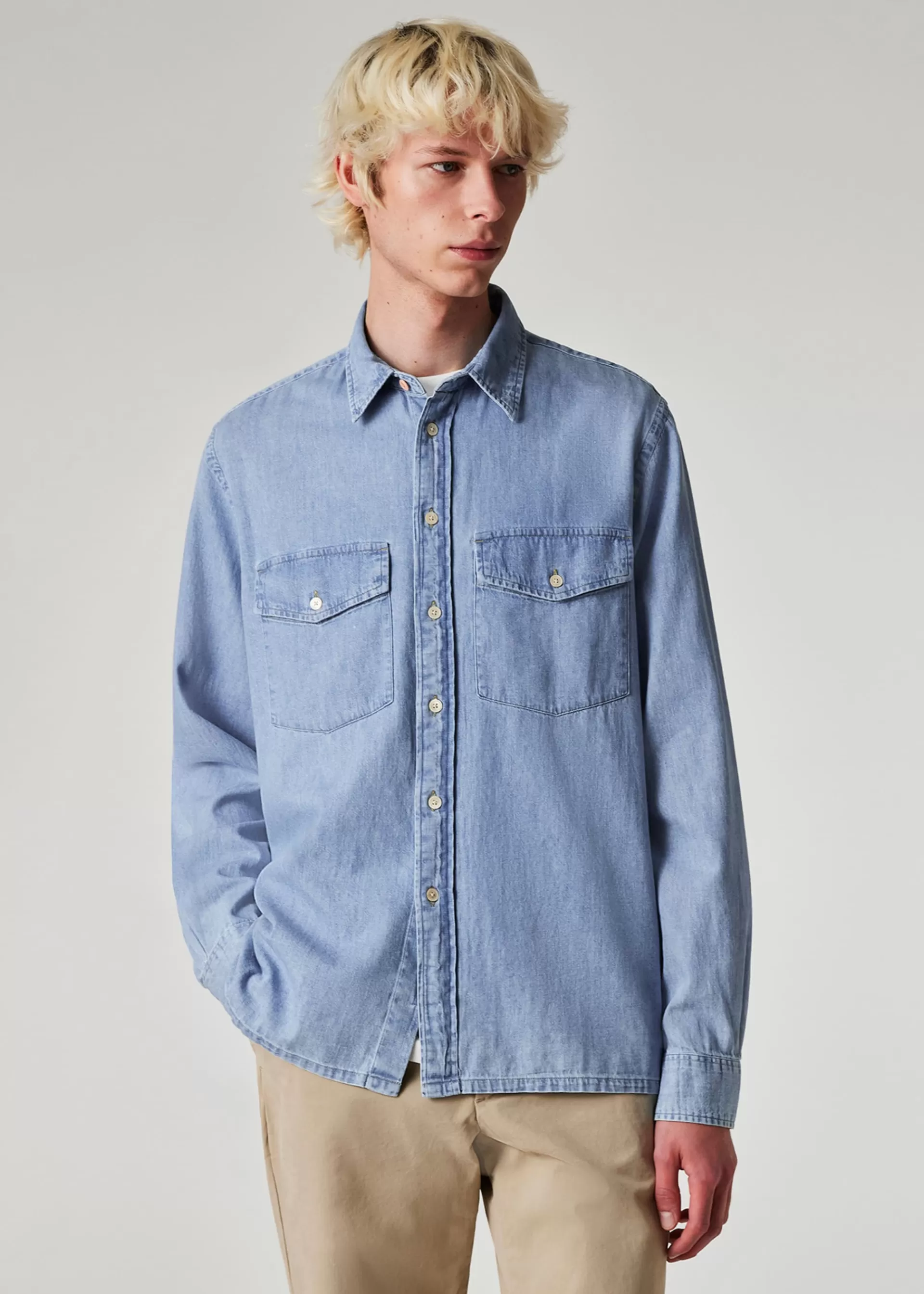 Light Wash Denim Patch-Pocket Shirt>Paul Smith Fashion