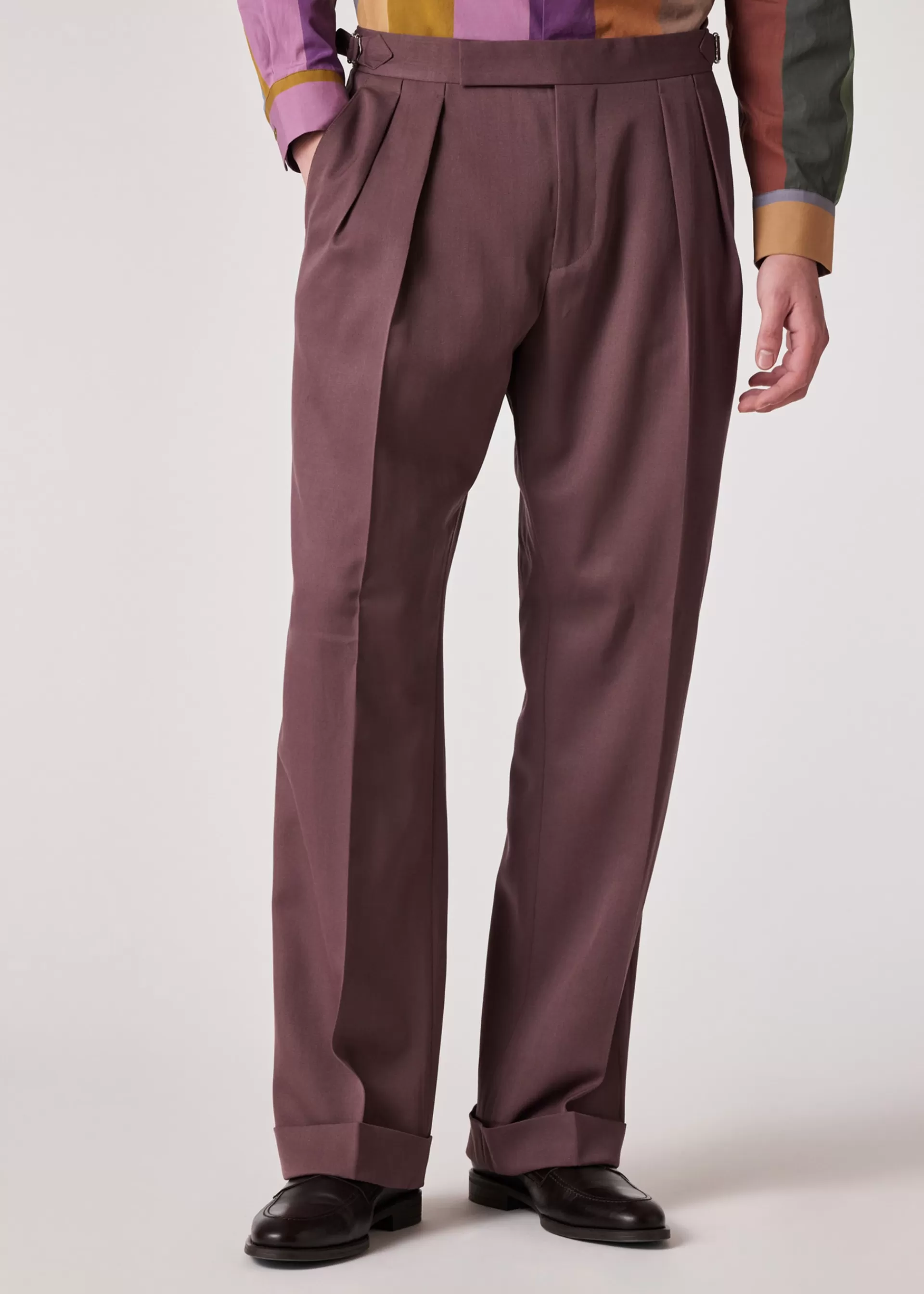 Wool Gabardine Double-Pleat Wide Leg Trousers>Paul Smith Cheap