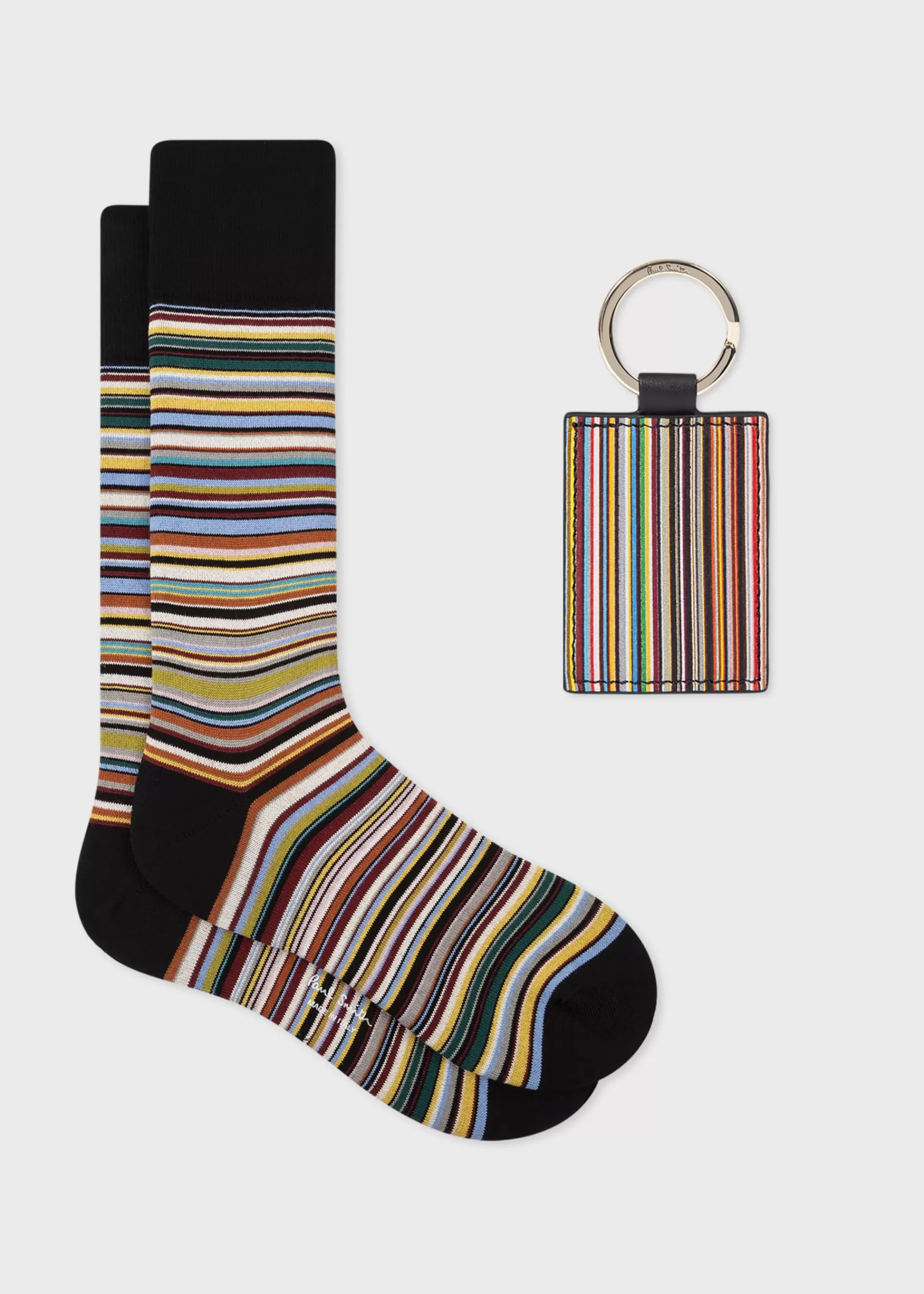 Men's 'Signature Stripe' Socks & Leather Keyring Gift Set>Paul Smith Best Sale