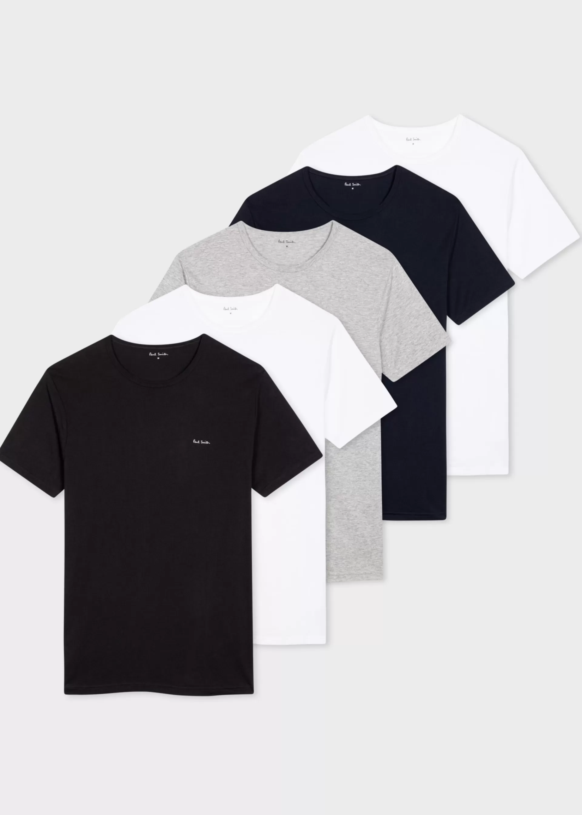 Mixed Colour Organic Cotton Logo Lounge T-Shirts Five Pack>Paul Smith Shop