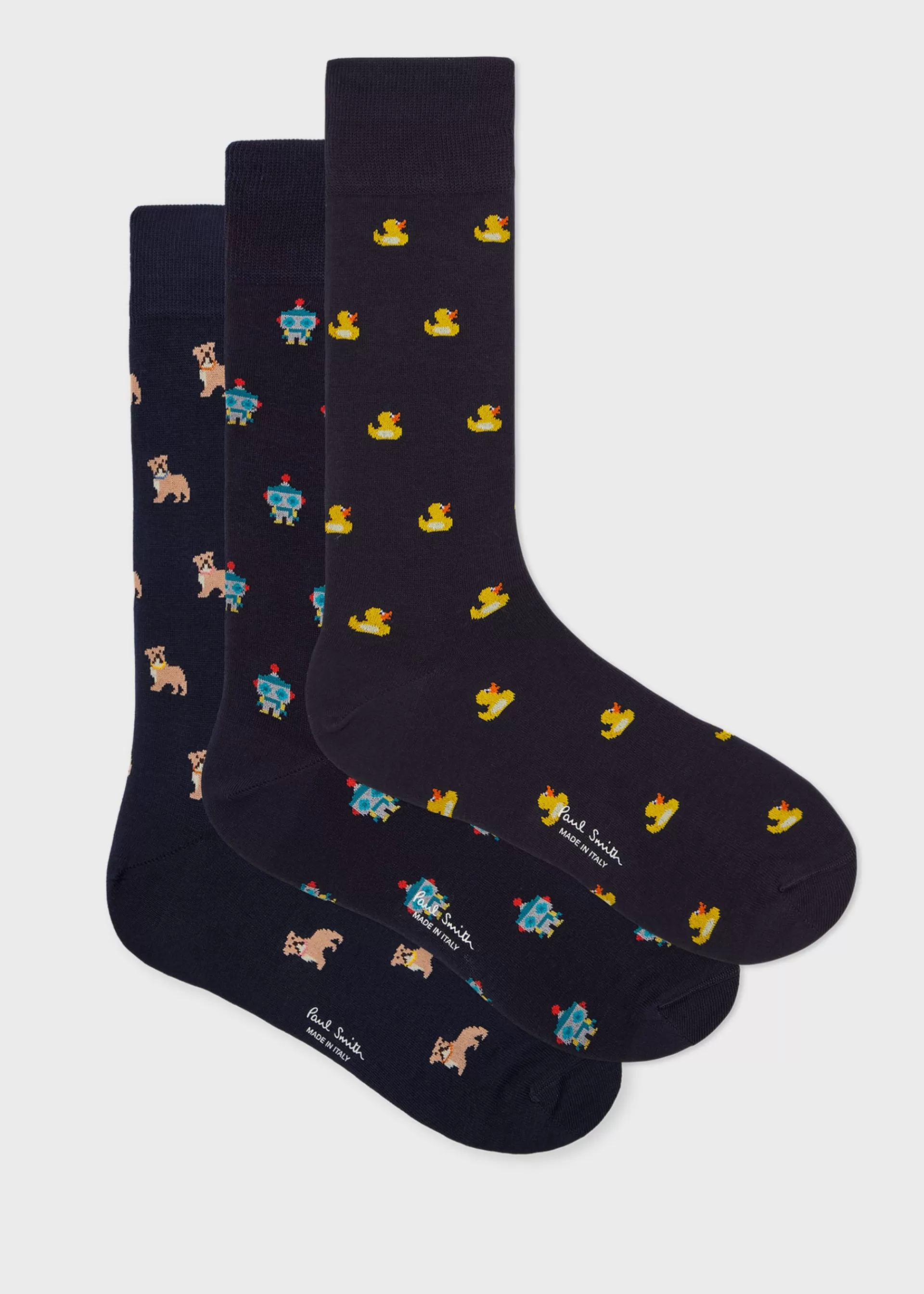 Mixed 'Novelty' Robot Motif Socks Three Pack>Paul Smith Flash Sale