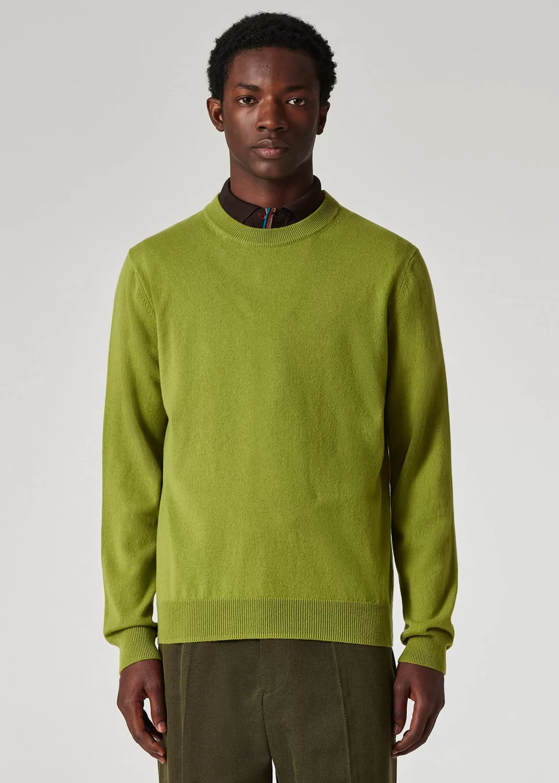 Moss Green Cashmere Crew Neck Sweater>Paul Smith Shop