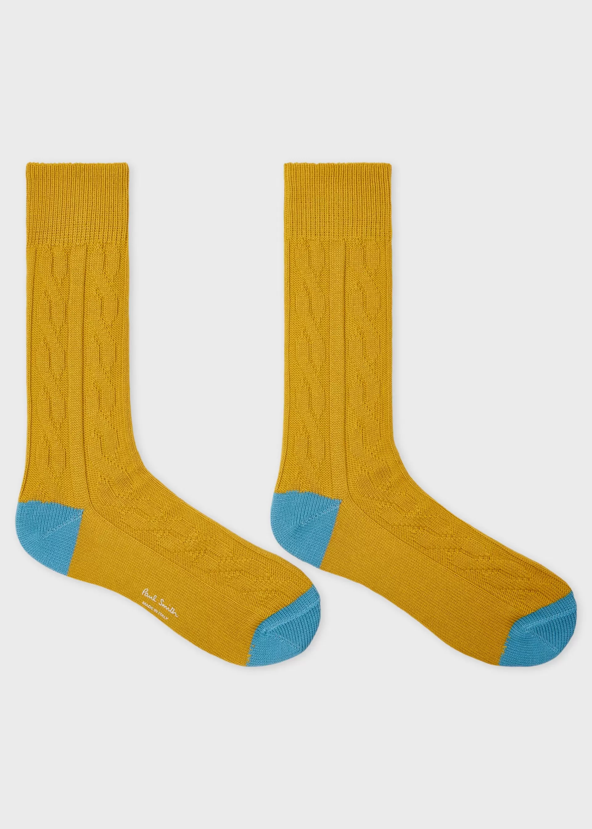 Mustard Cashmere-Blend Cable Knit Socks>Paul Smith Flash Sale