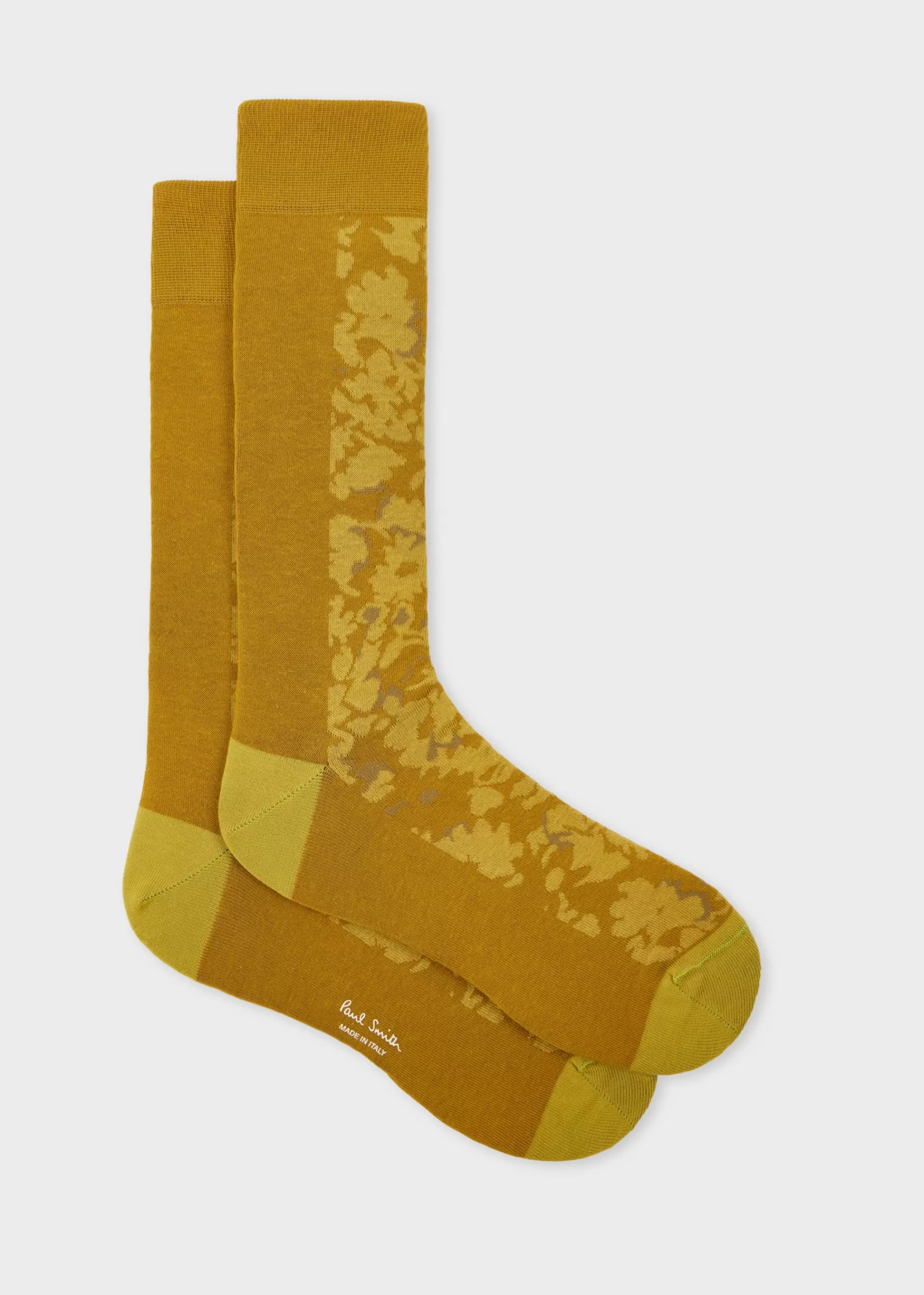 Mustard Floral Cotton-Blend Socks>Paul Smith Clearance