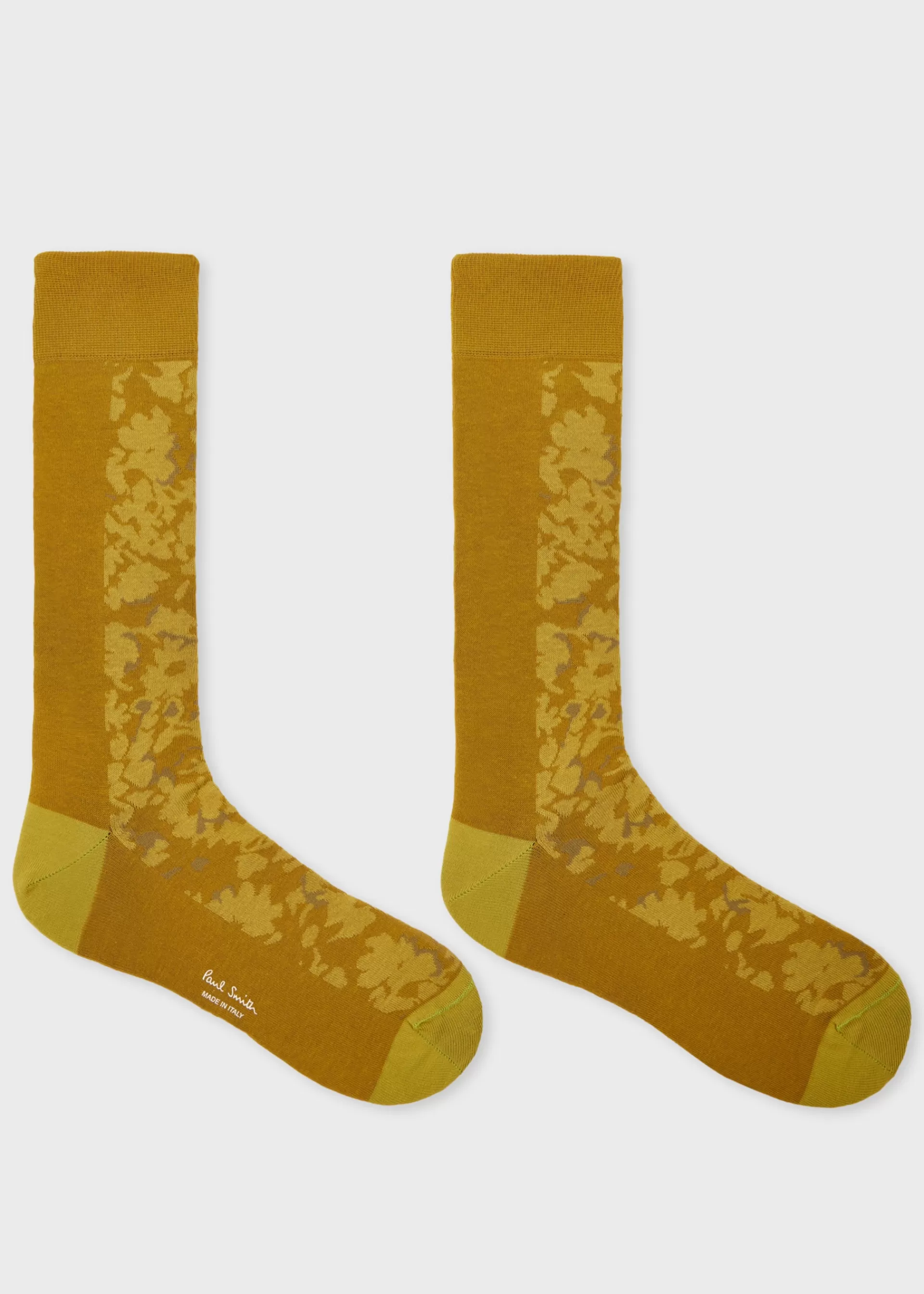 Mustard Floral Cotton-Blend Socks>Paul Smith Clearance