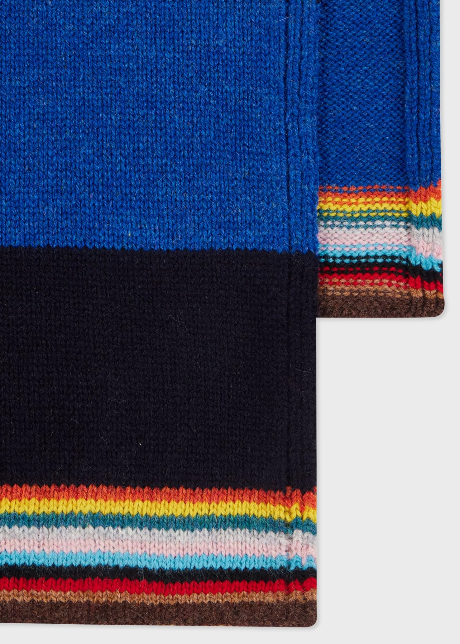 and Blue Block Stripe Scarf with 'Signature Stripe' Trim>Paul Smith Outlet