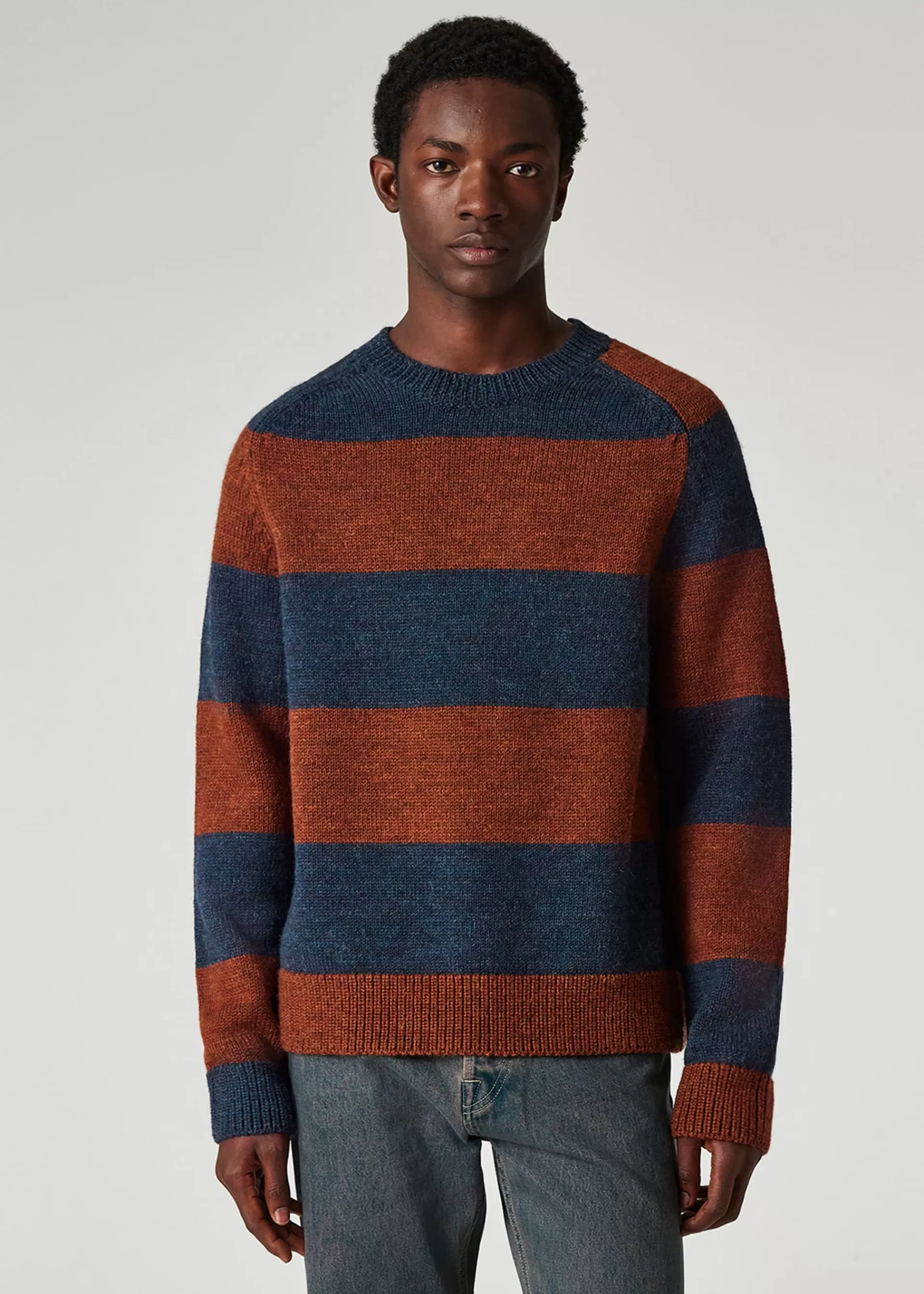 Navy And Brown Barstripe Wool Sweater>Paul Smith Clearance