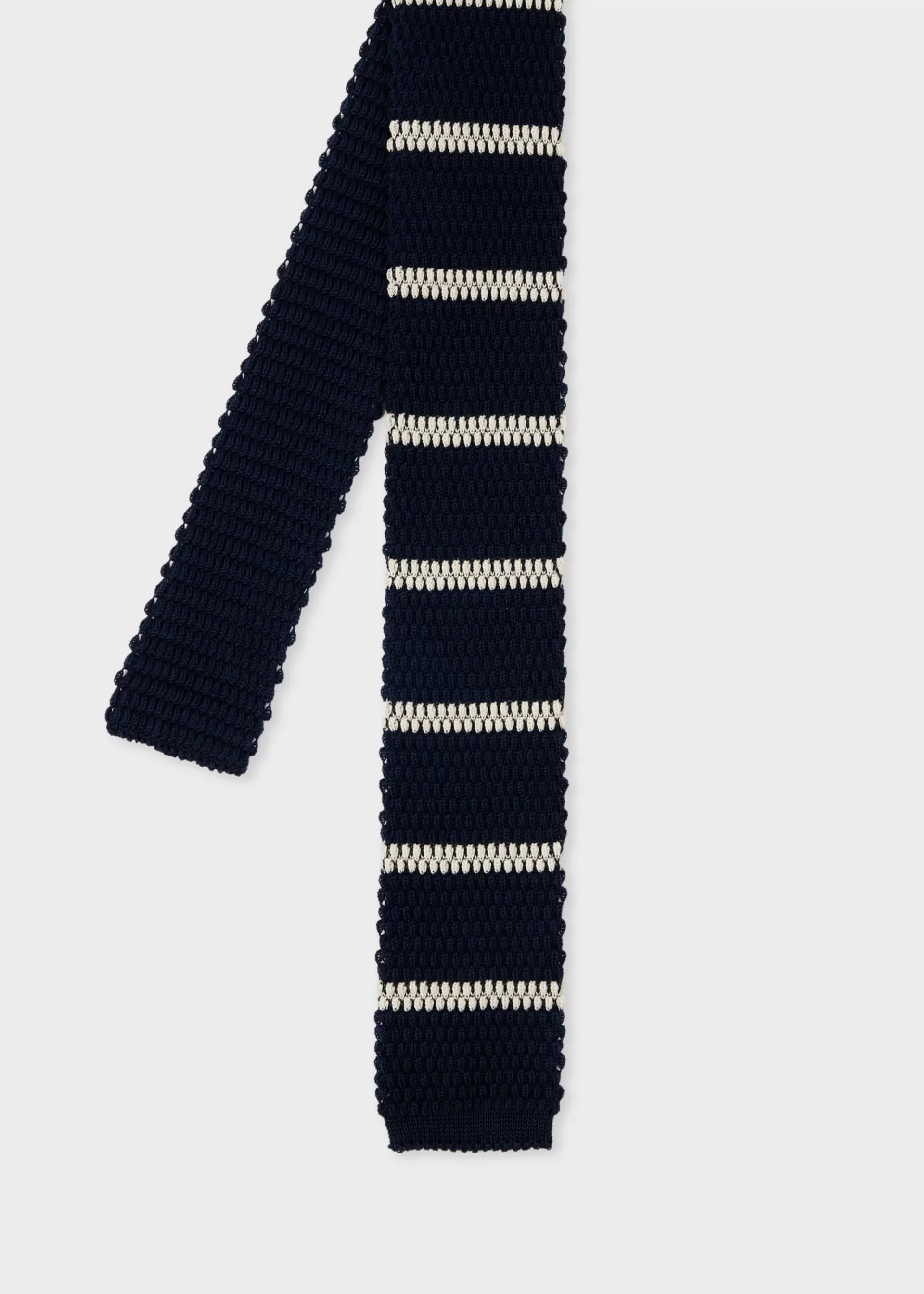 Navy and White Knitted Stripe Tie>Paul Smith Online
