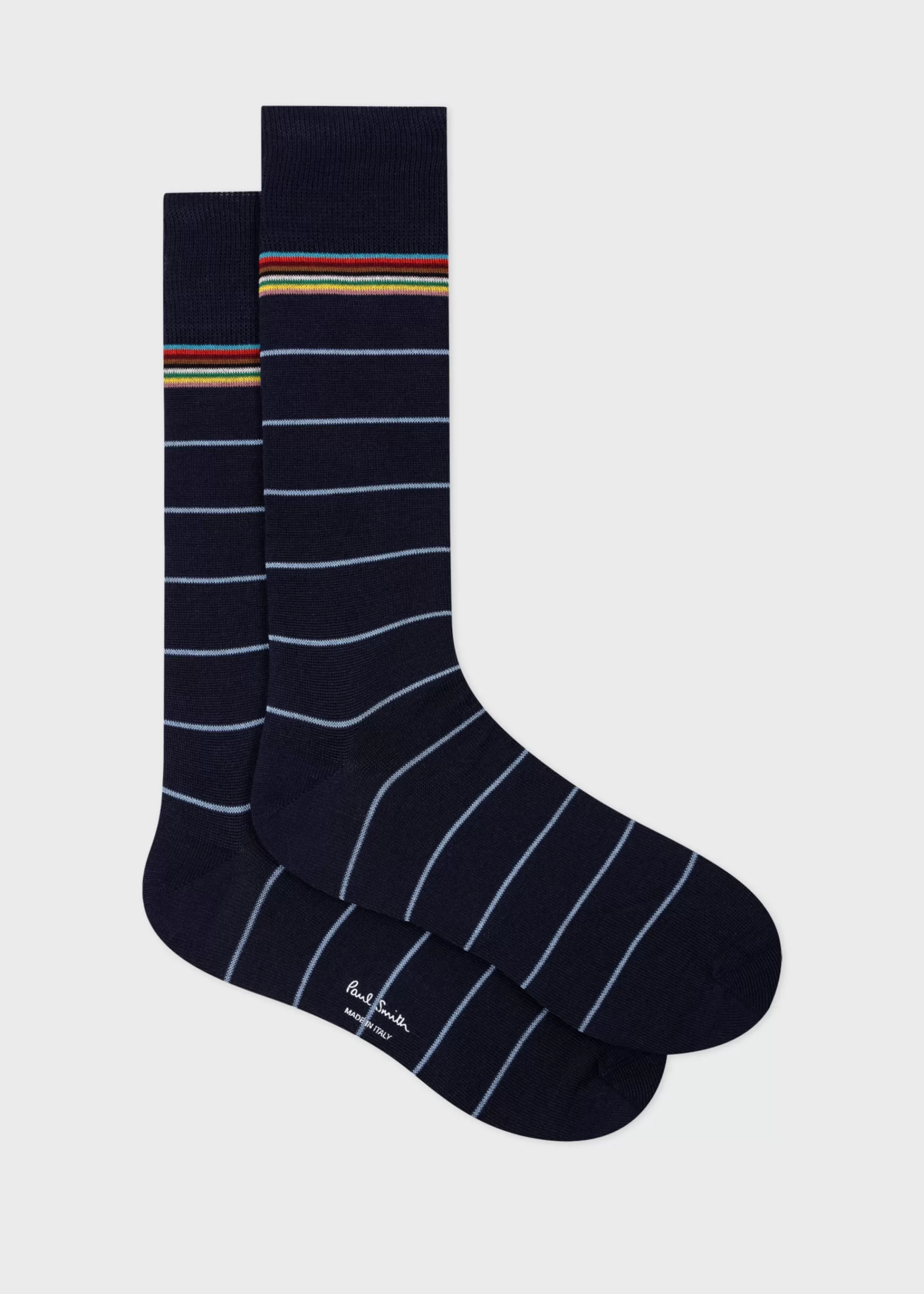 Navy Cotton-Blend Pinstripe Socks>Paul Smith New