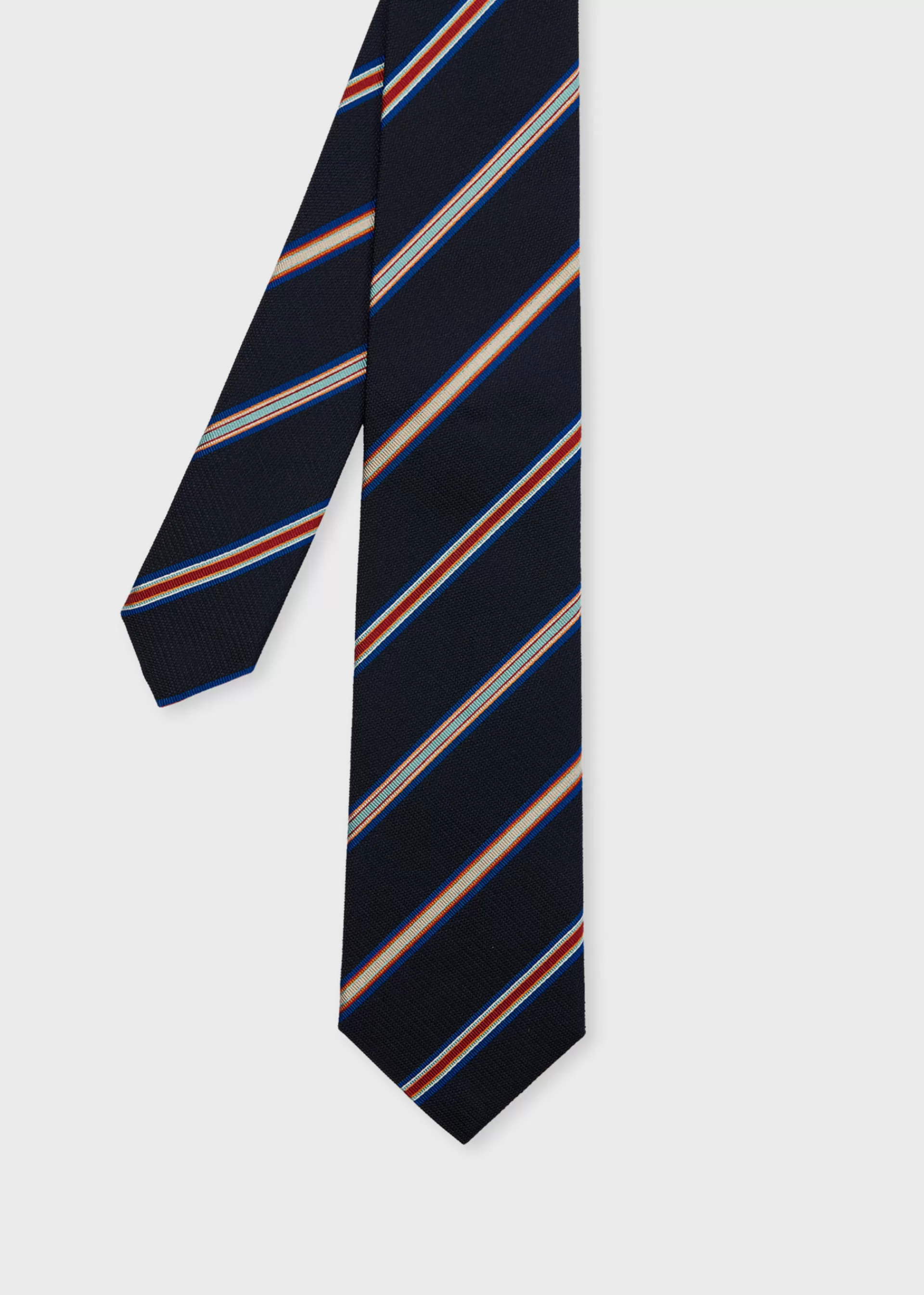 Navy Blue Silk Contrast Stripe Tie>Paul Smith Fashion