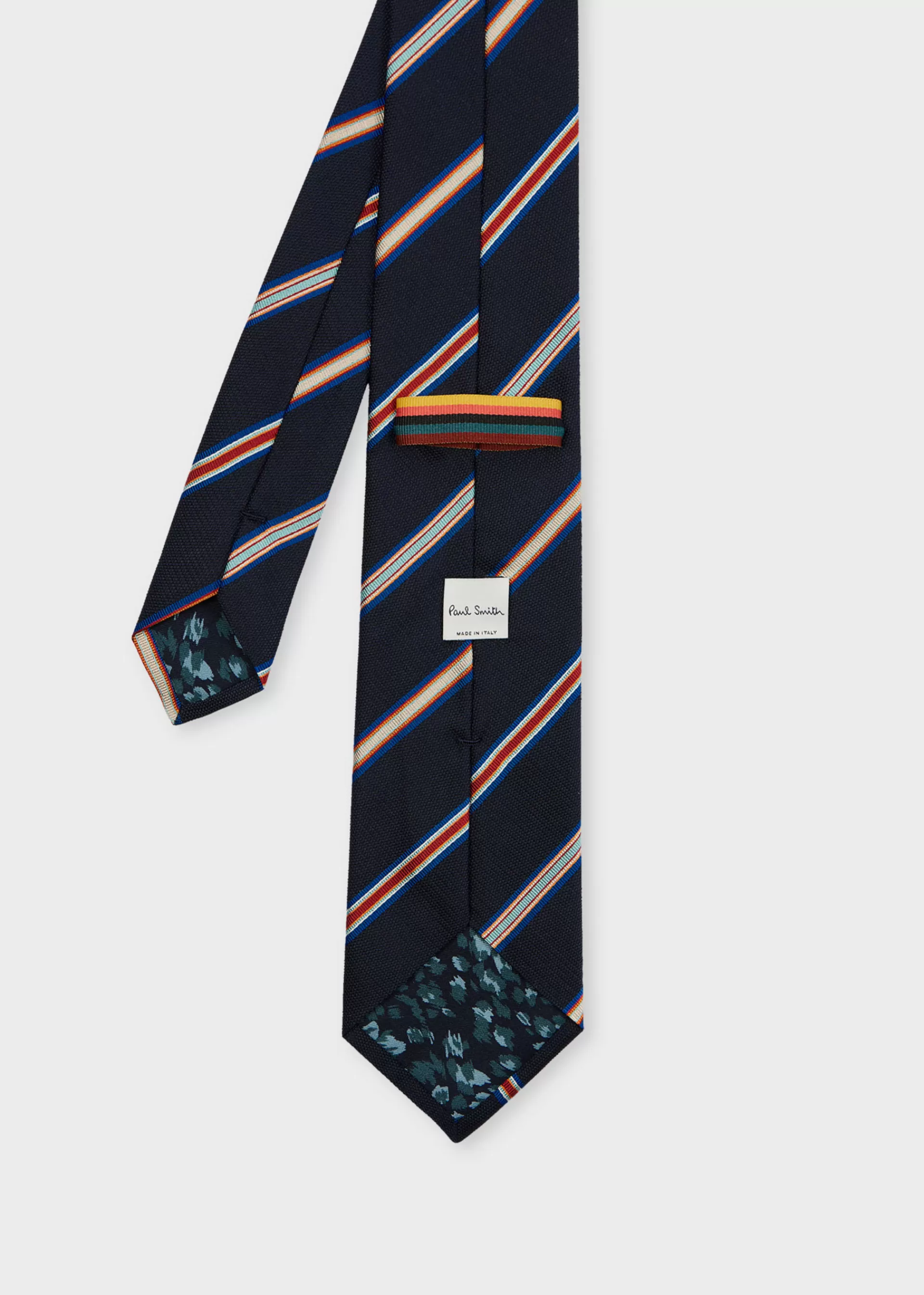 Navy Blue Silk Contrast Stripe Tie>Paul Smith Fashion