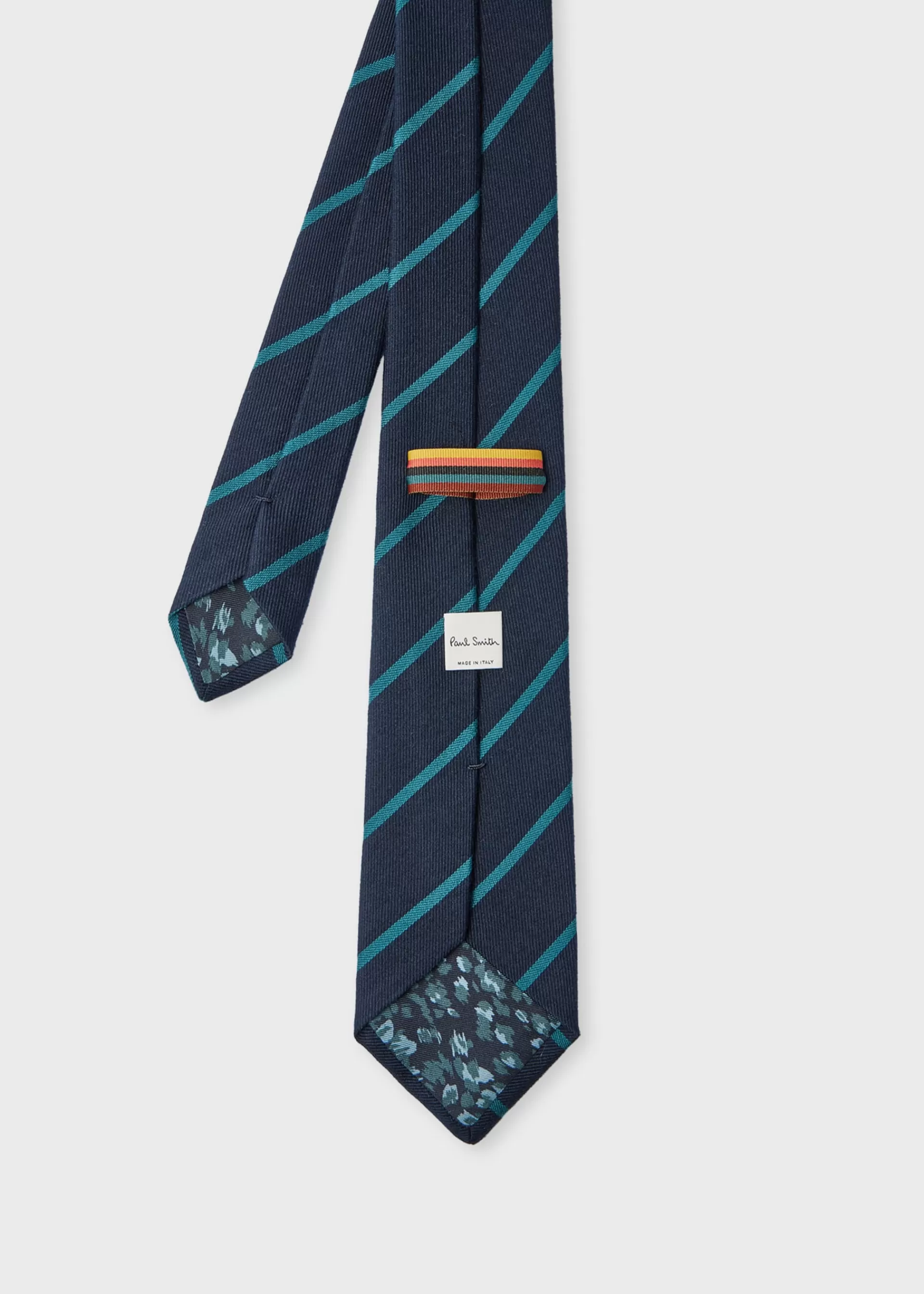 Navy Blue Wool-Silk Spaced Stripe Tie>Paul Smith Cheap