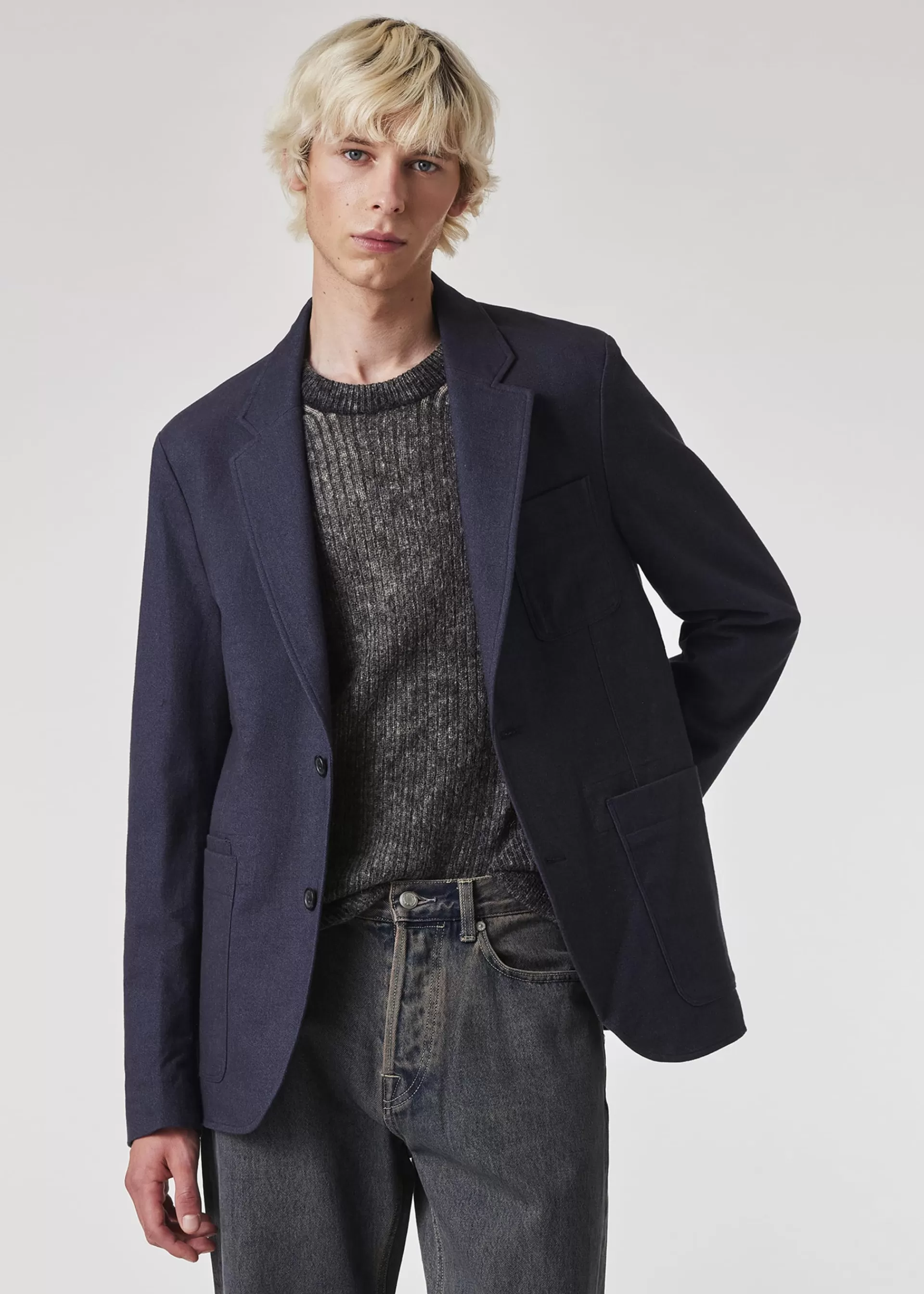 Navy Brushed Twill Two Button Blazer>Paul Smith Outlet