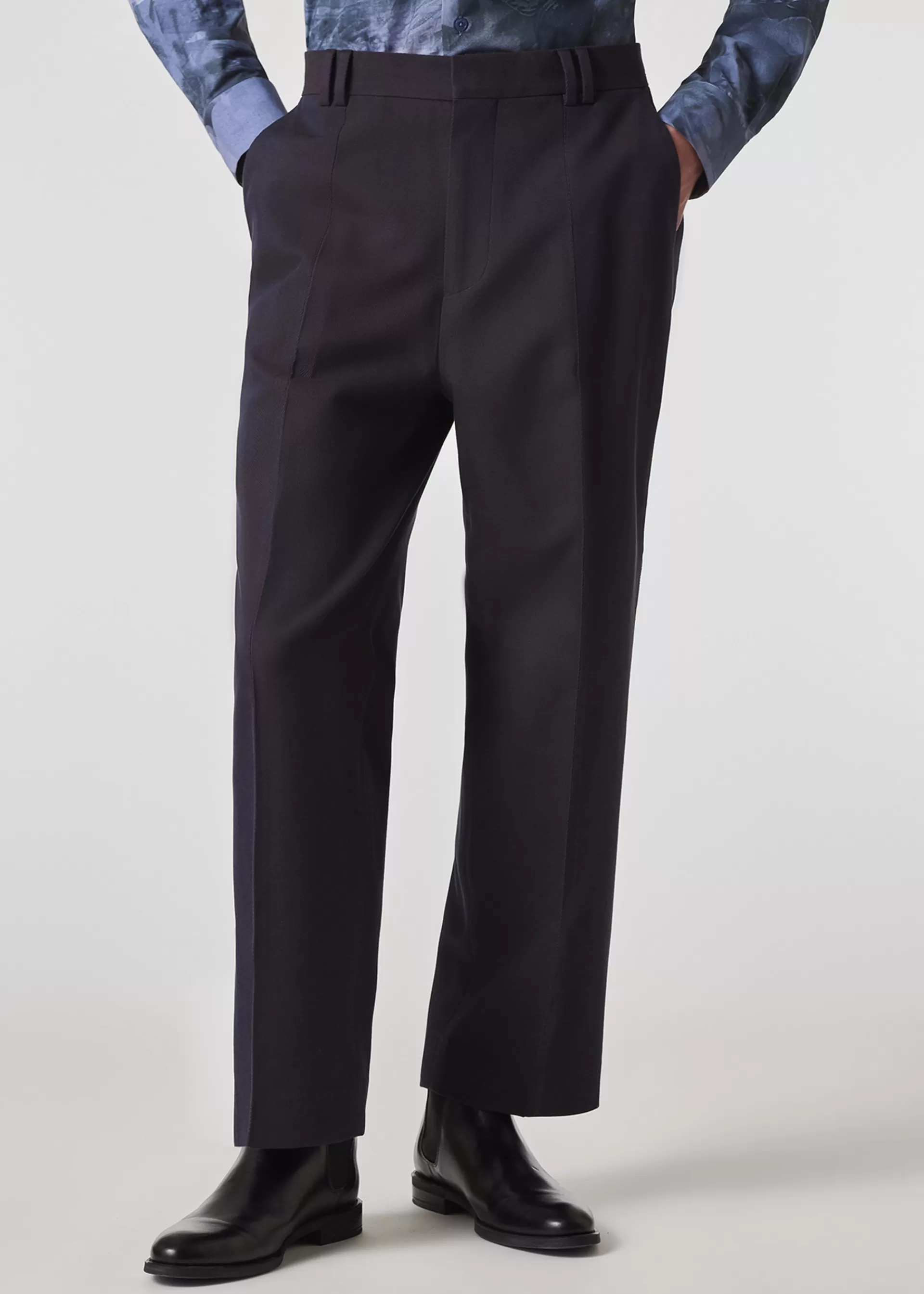 Cotton And Wool-Blend Twill Wide Leg Trousers>Paul Smith Best