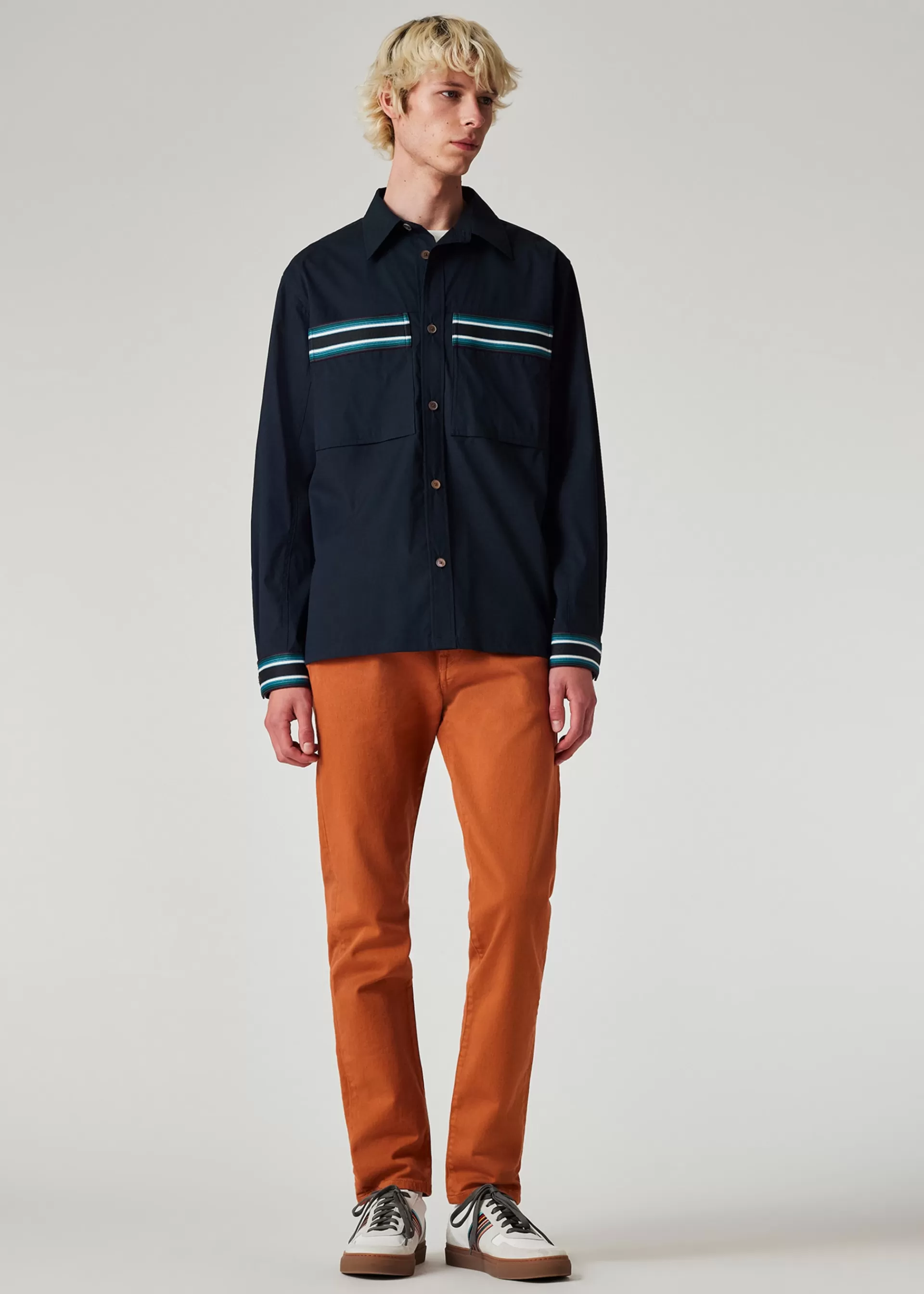 Cotton-Blend Overshirt with Stripe Tape>Paul Smith New