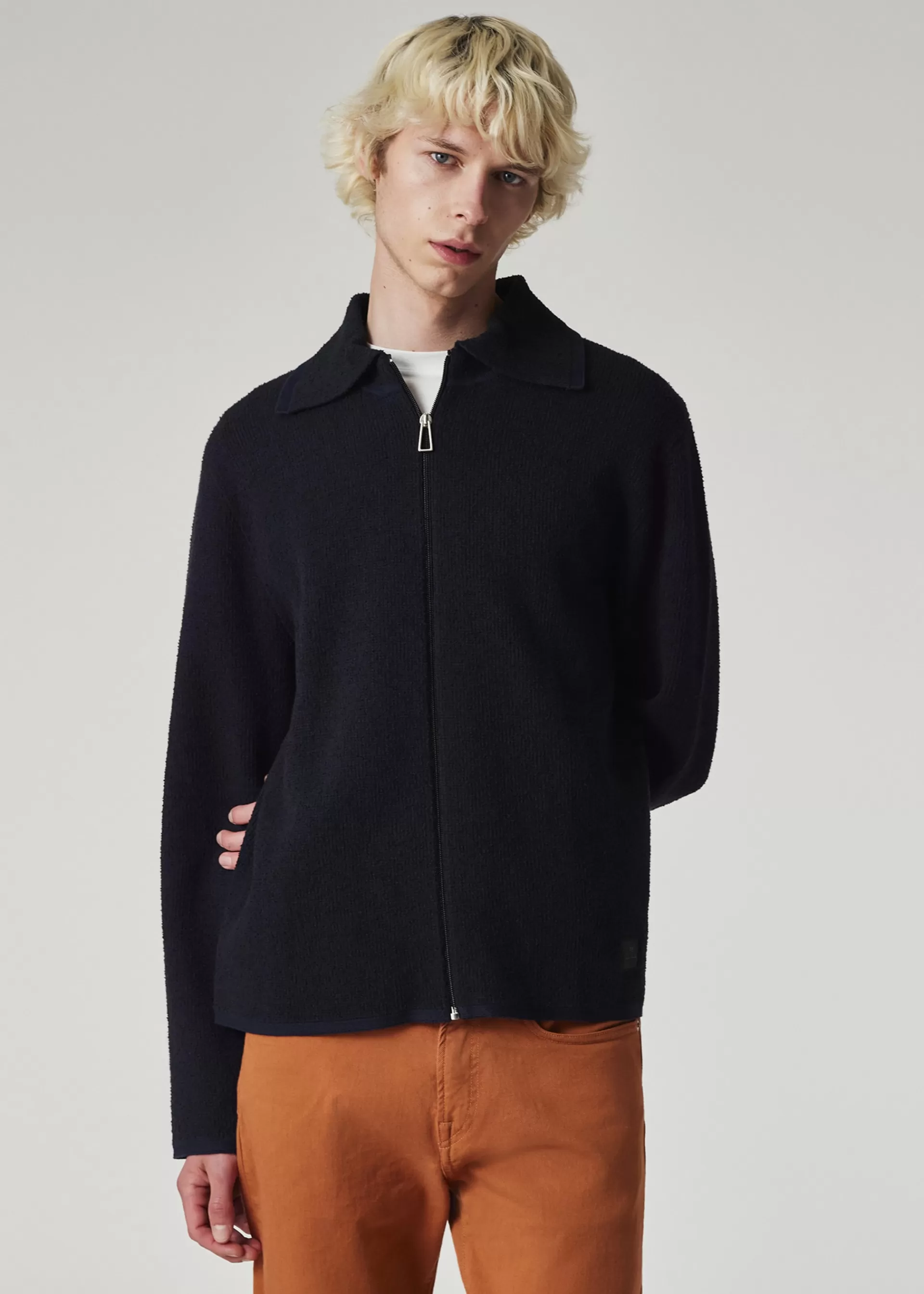 Cotton-Blend Textured Zip Cardigan>Paul Smith Online