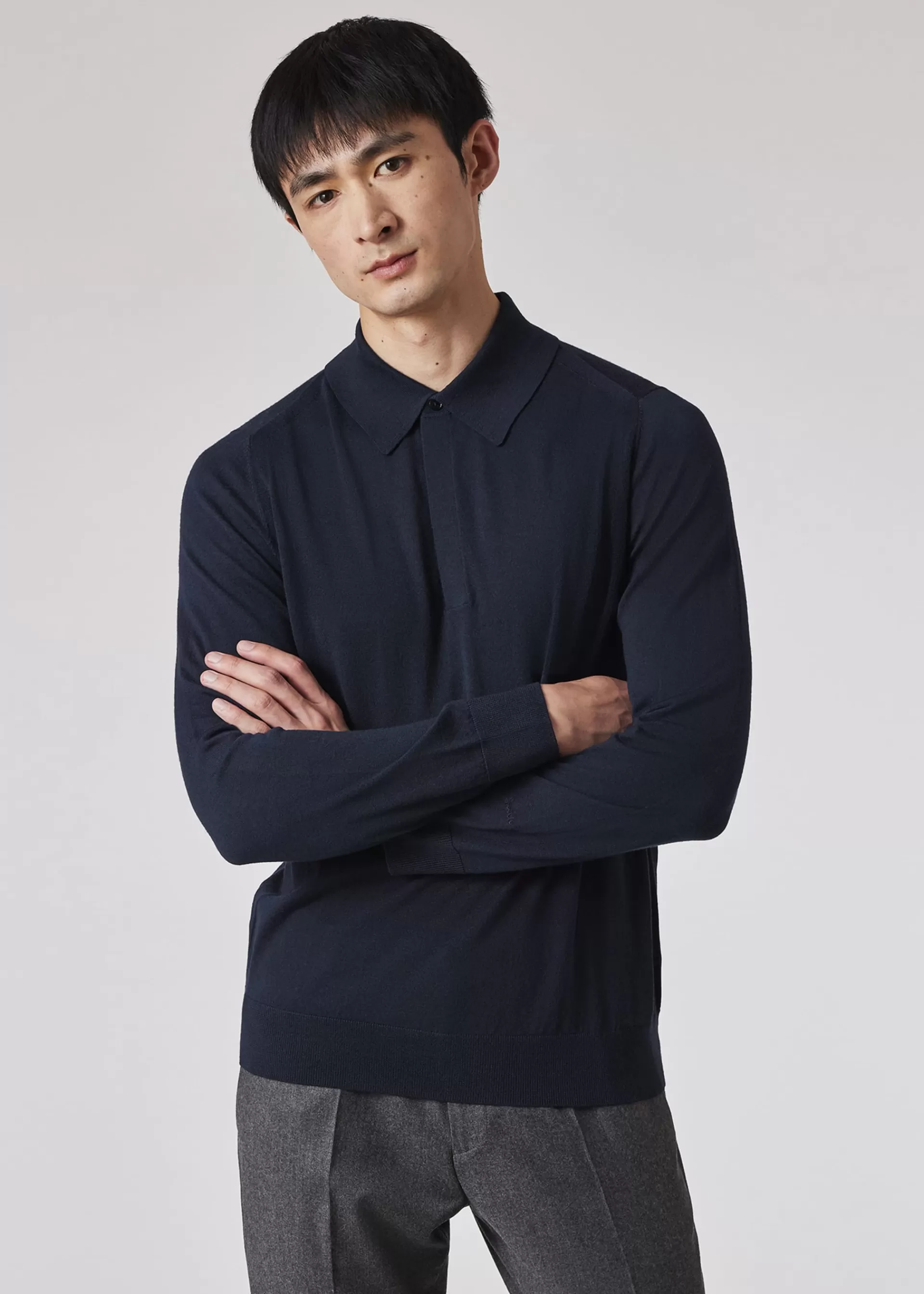 Merino Wool Long-Sleeve Polo Shirt>Paul Smith Cheap