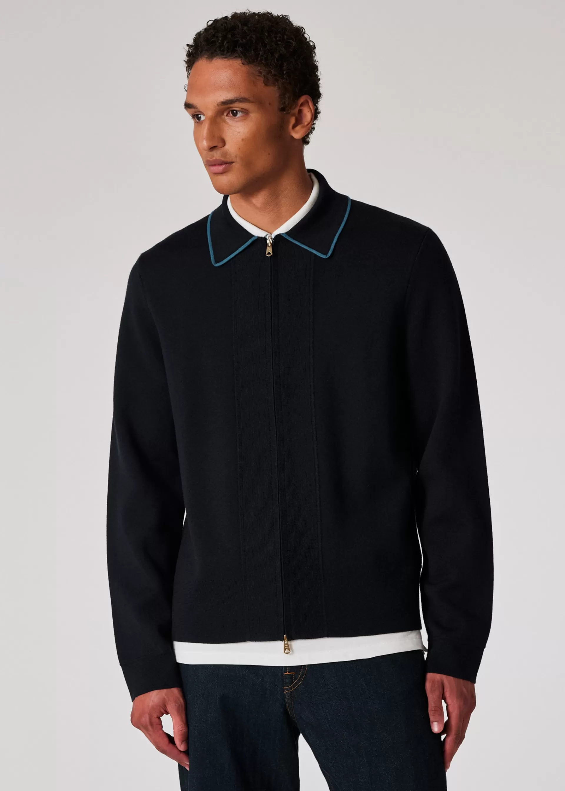 Merino Wool-Blend Zip Cardigan>Paul Smith Fashion