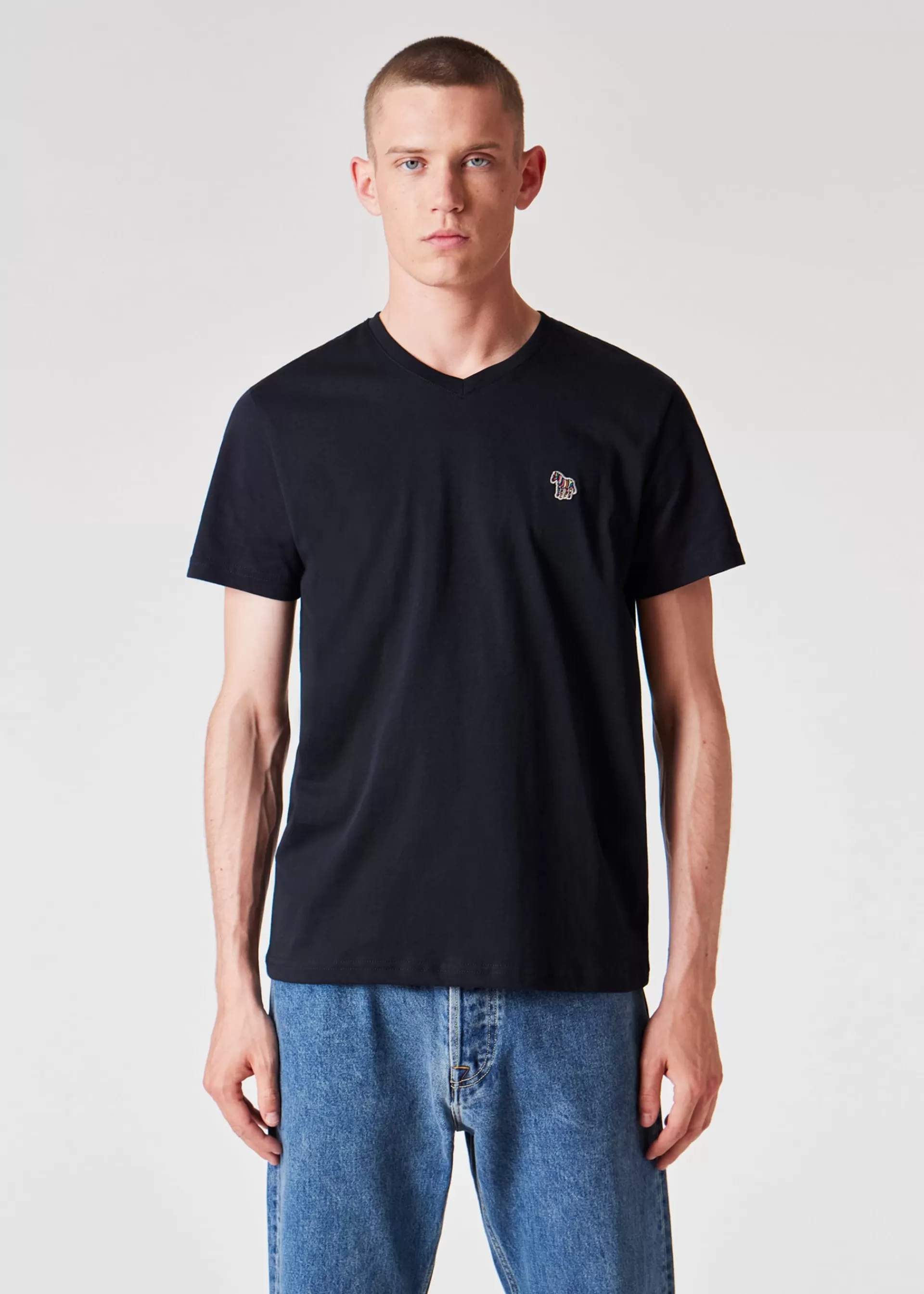 Organic Cotton V-Neck Zebra Logo T-Shirt>Paul Smith Cheap