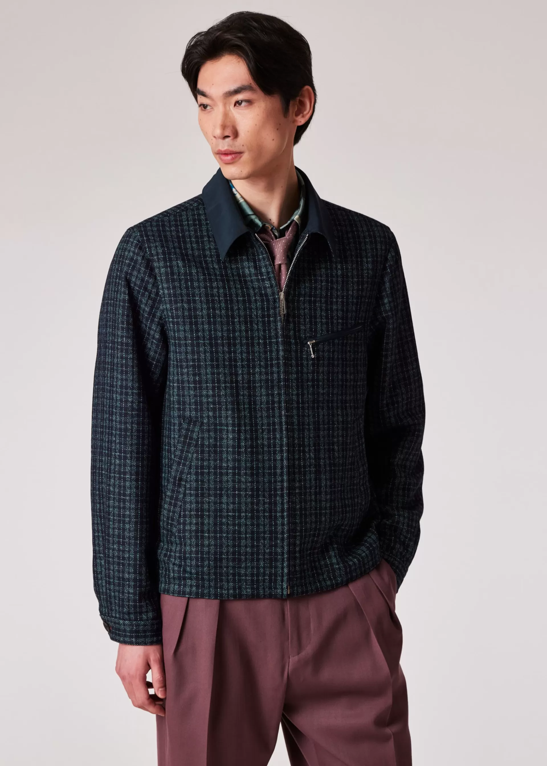 Navy Recycled Wool-Blend Zip Jacket>Paul Smith Outlet