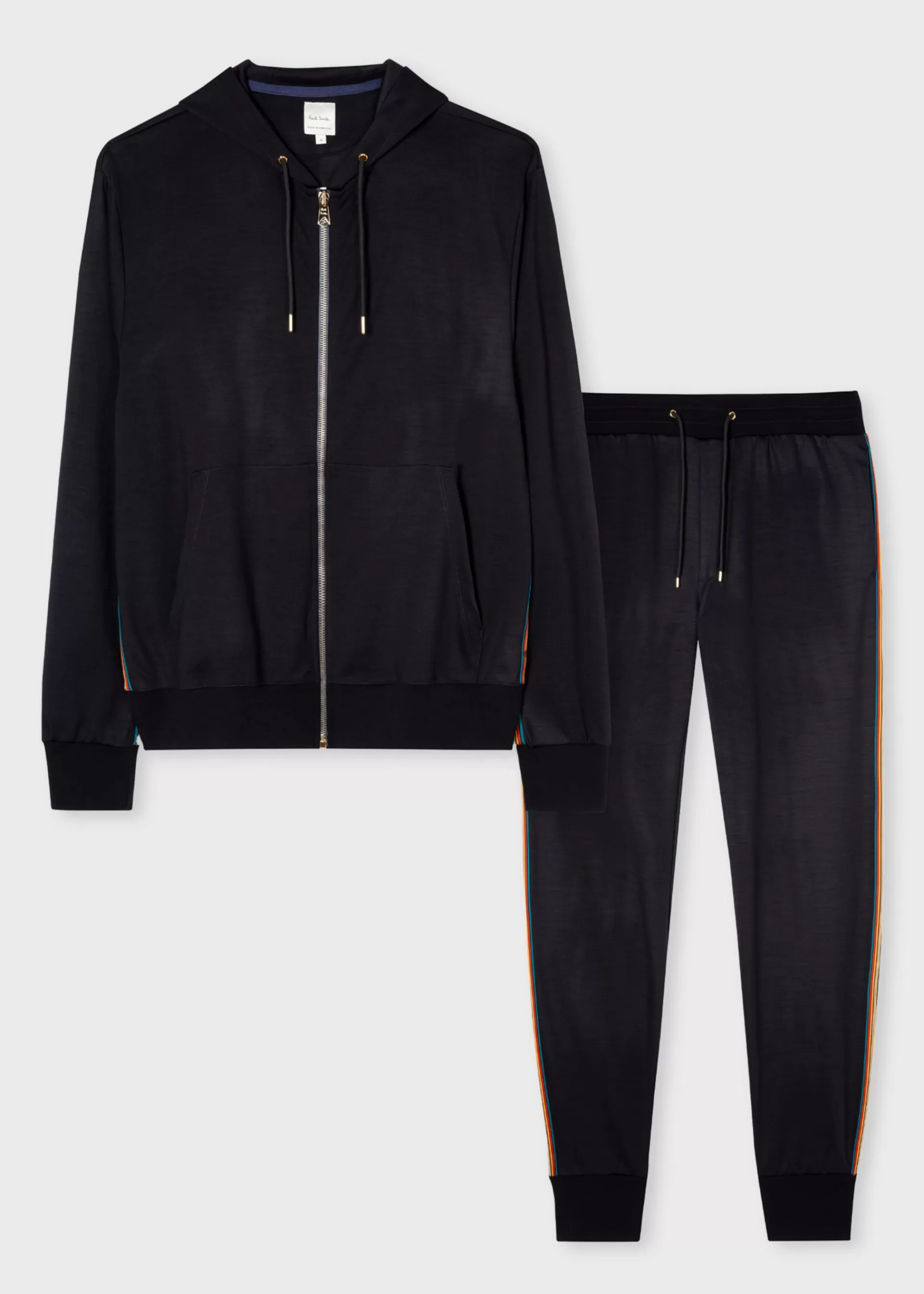 Navy Zip-Front Washable Wool 'Signature Stripe' Hoodie and Sweatpants Set>Paul Smith Fashion