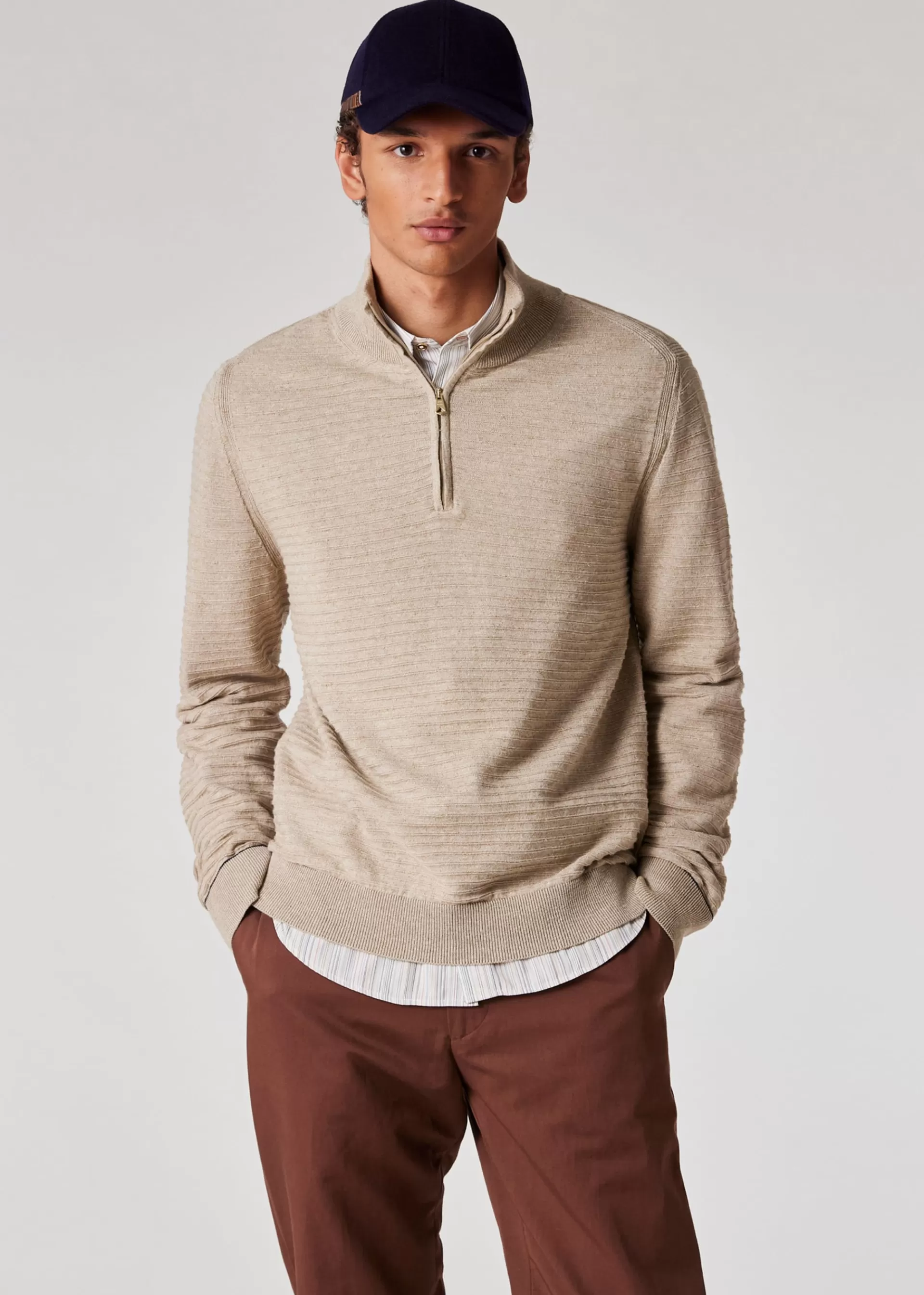 Cotton-Linen Zip-Neck Sweater>Paul Smith Fashion