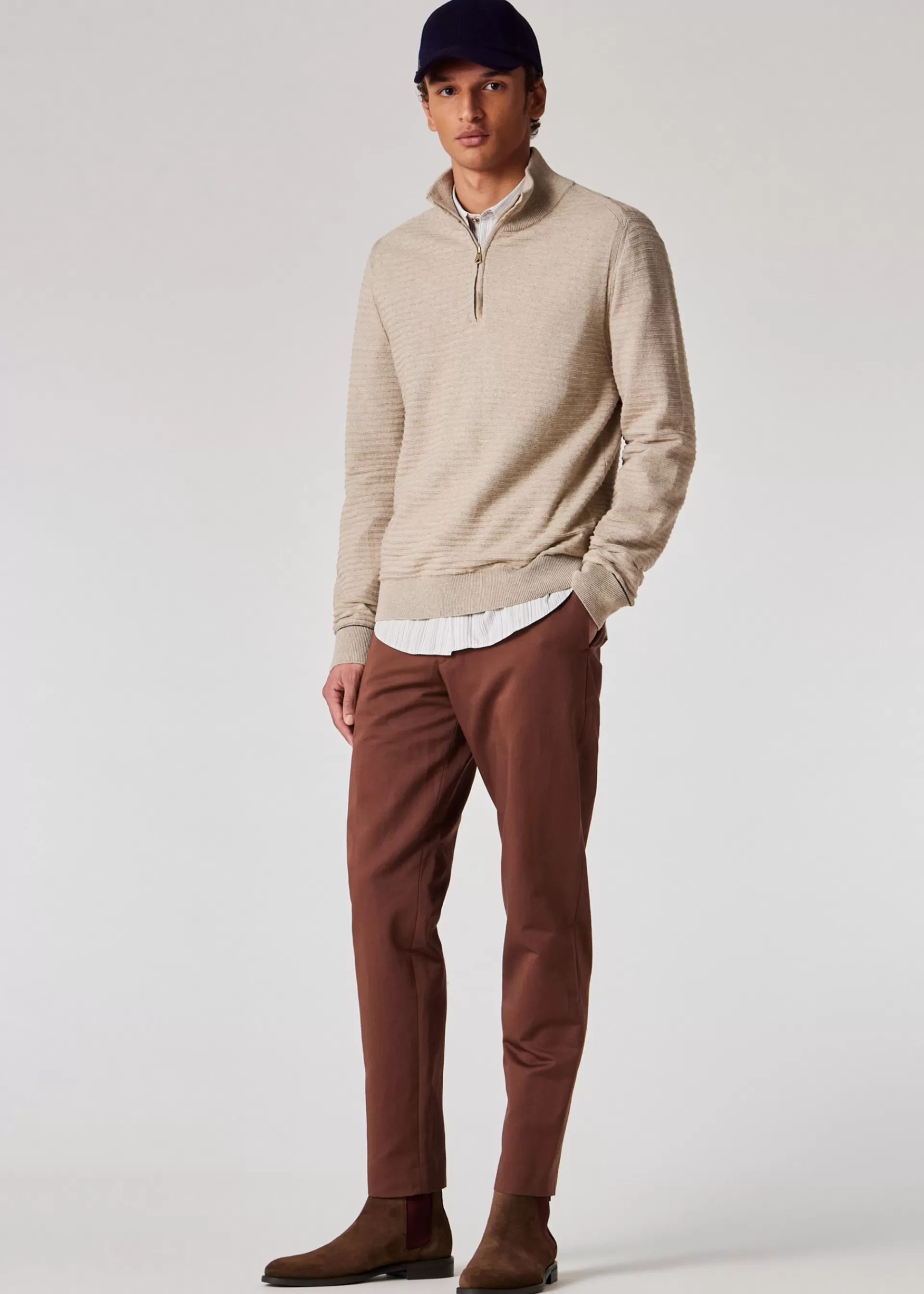 Cotton-Linen Zip-Neck Sweater>Paul Smith Fashion