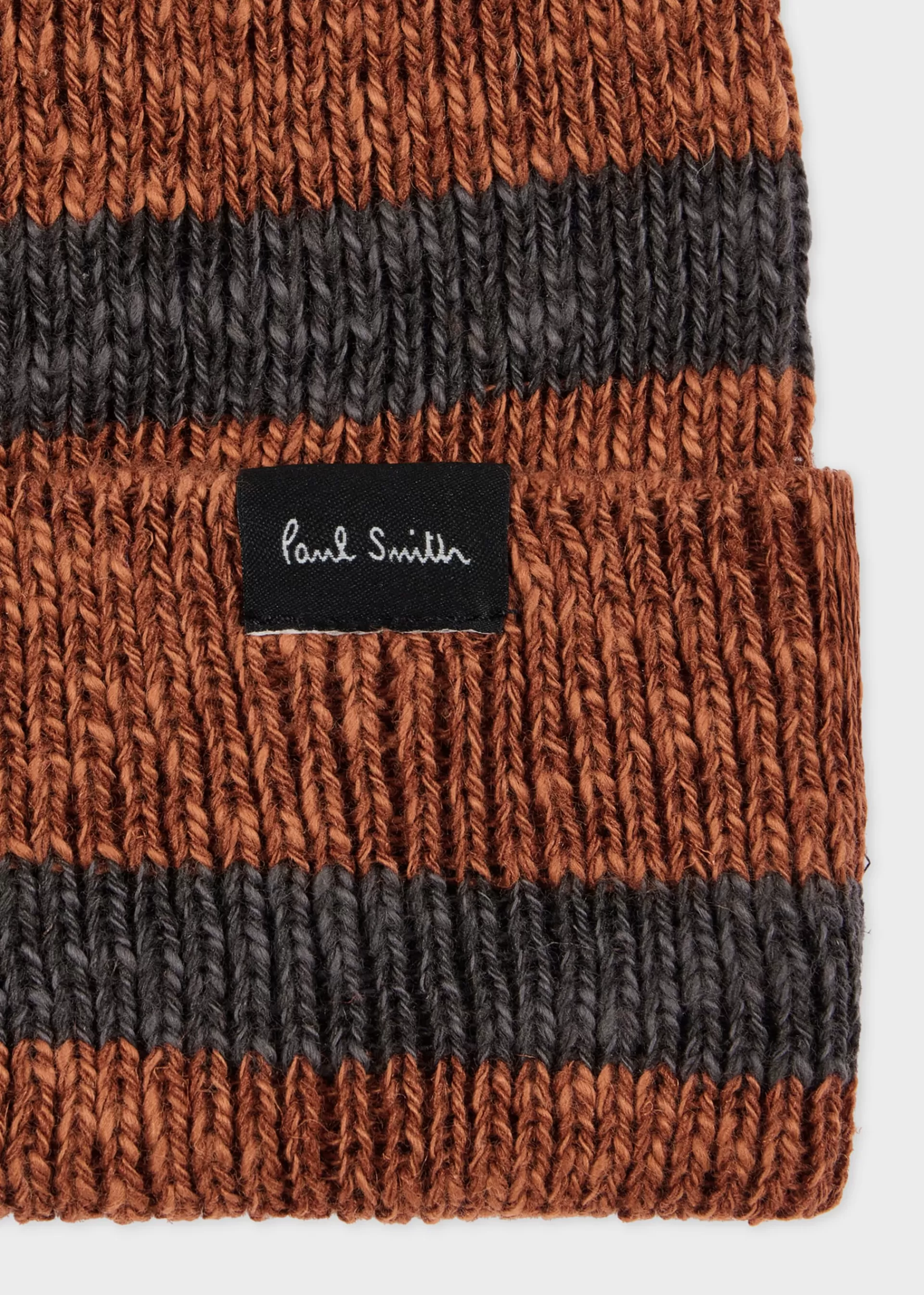 Orange and Grey Stripe Cotton-Blend Beanie>Paul Smith Online