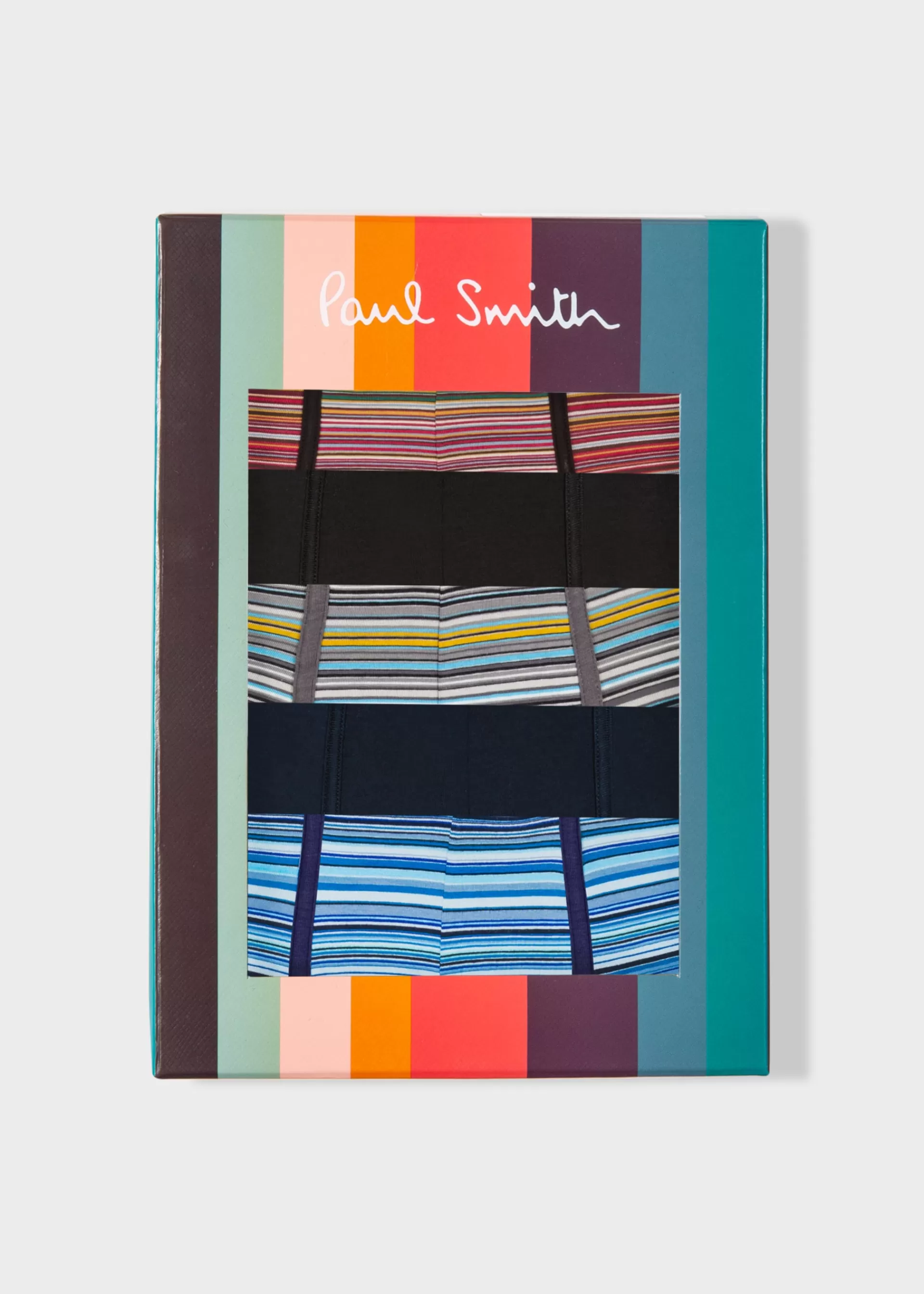 Organic Cotton 'Signature Stripe' and Plain Boxer Briefs Five Pack>Paul Smith Online