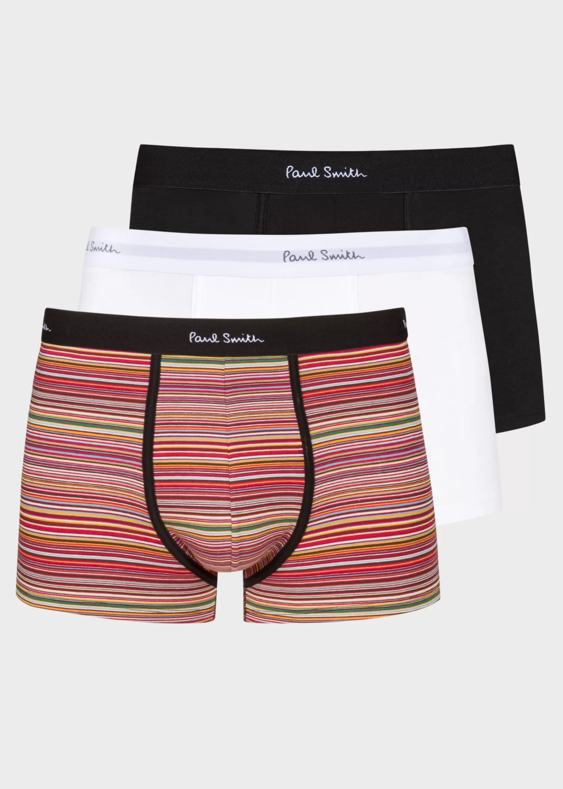 Organic Cotton 'Signature Stripe' and Plain Boxer Briefs Three Pack>Paul Smith Sale