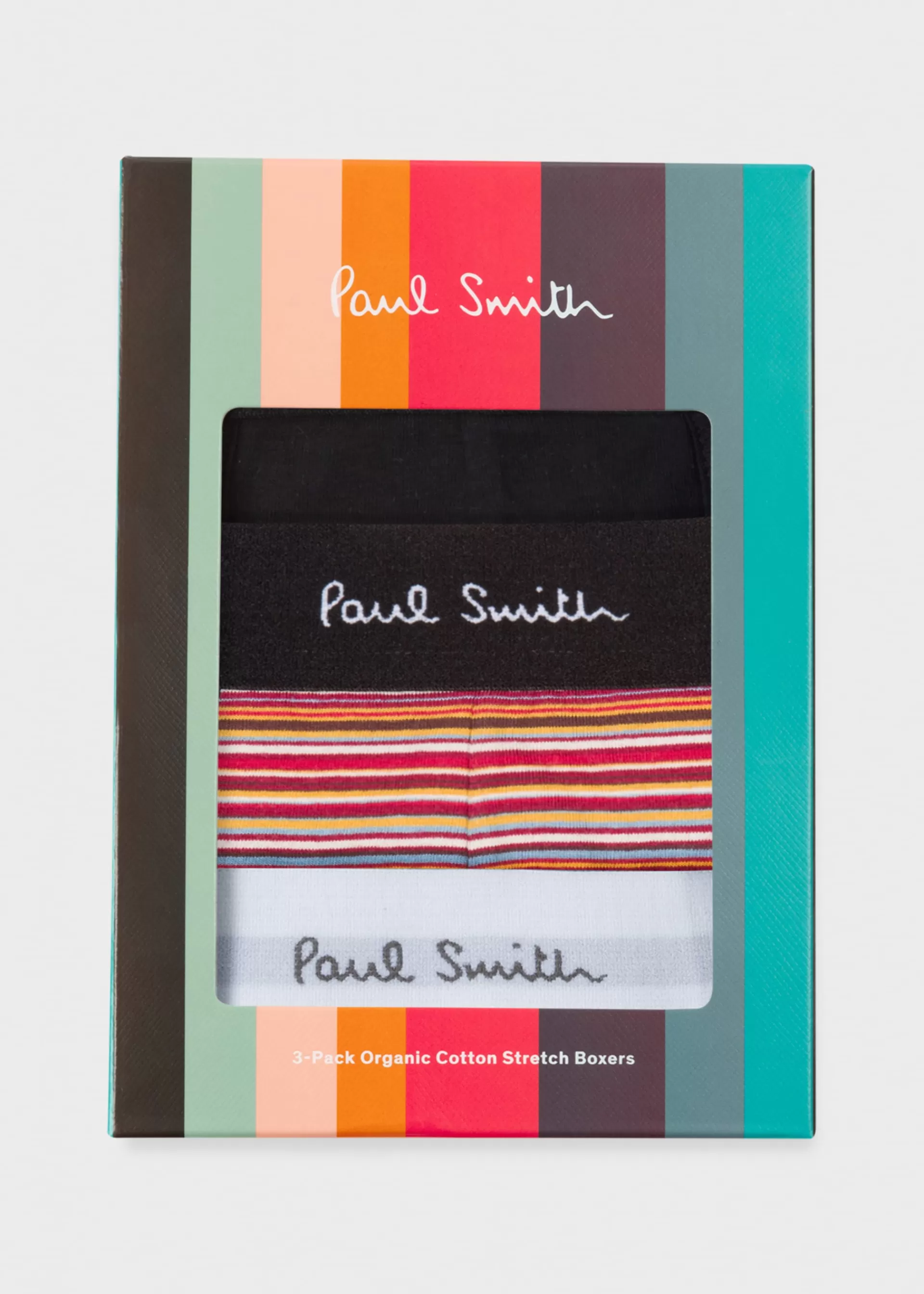 Organic Cotton 'Signature Stripe' and Plain Boxer Briefs Three Pack>Paul Smith Sale