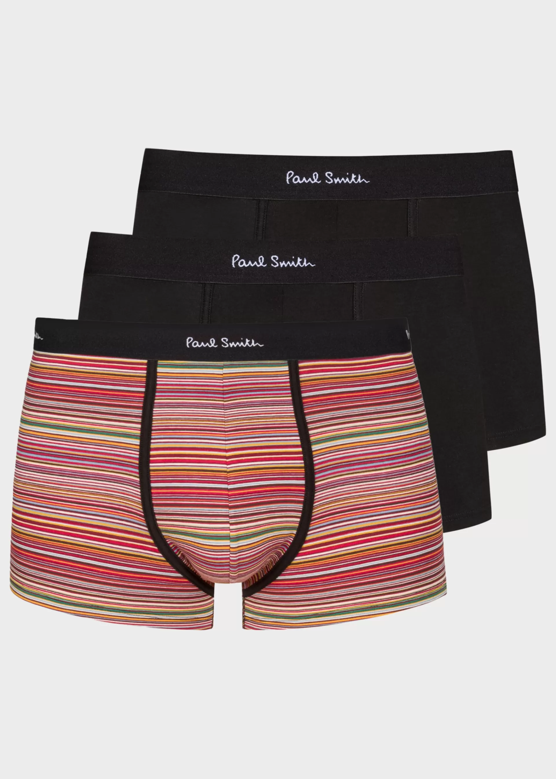 Organic-Cotton Black Mixed Stripe Boxer Briefs Three Pack>Paul Smith Discount