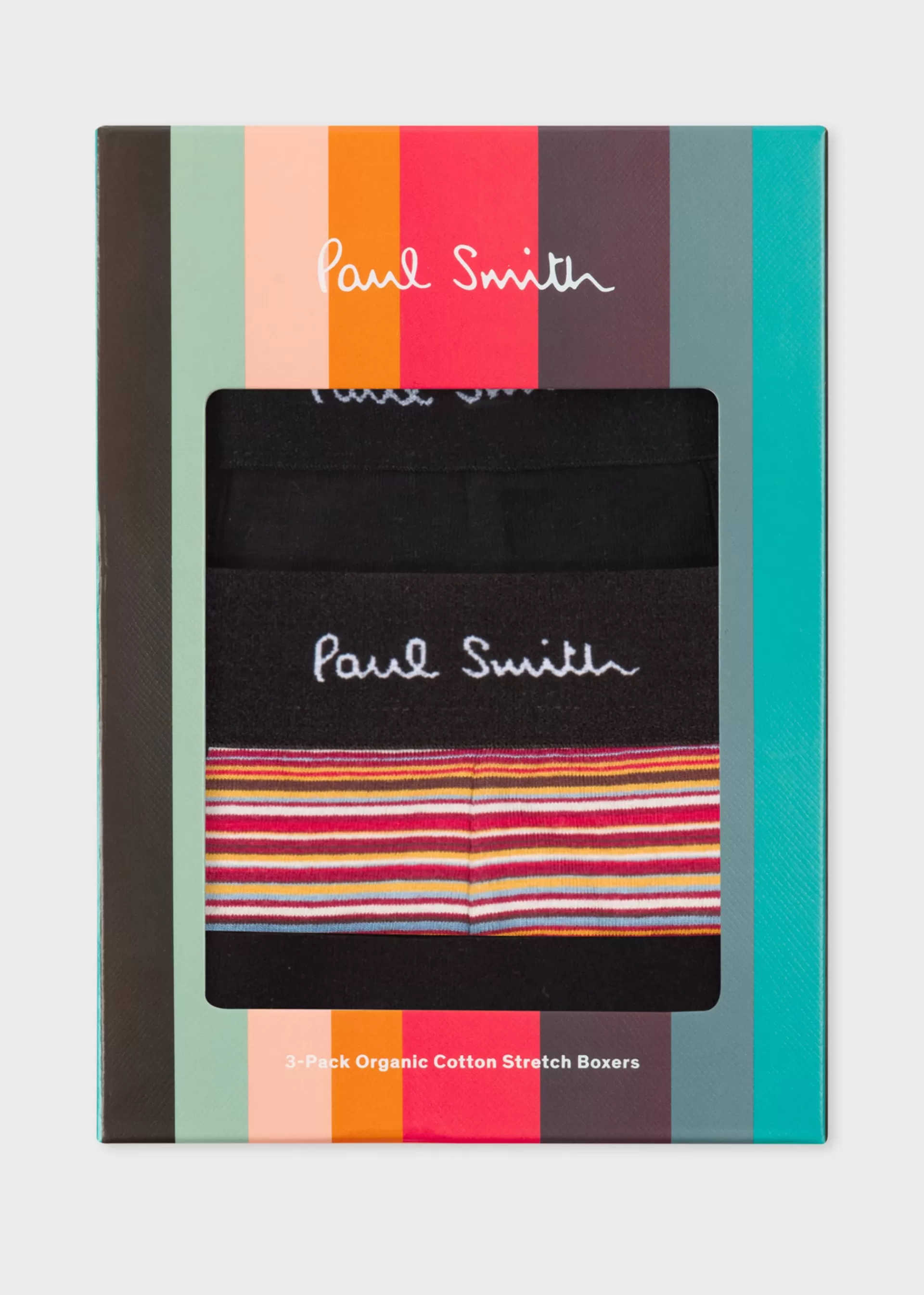 Organic-Cotton Black Mixed Stripe Boxer Briefs Three Pack>Paul Smith Discount