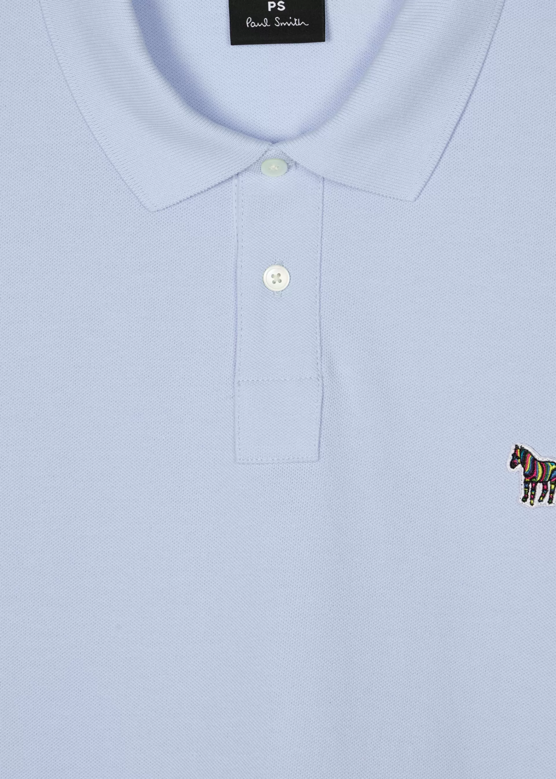 Pale Blue Cotton-Piqué Zebra Logo Polo Shirt>Paul Smith Online