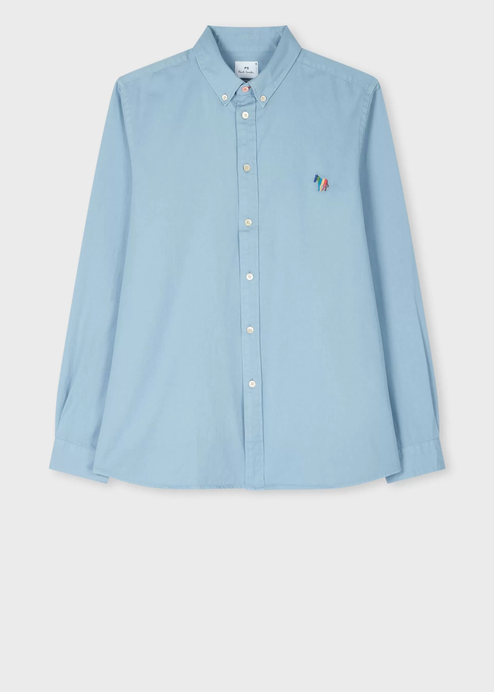 Pale Blue Organic Cotton Twill 'Broad Stripe Zebra' Shirt>Paul Smith Best Sale