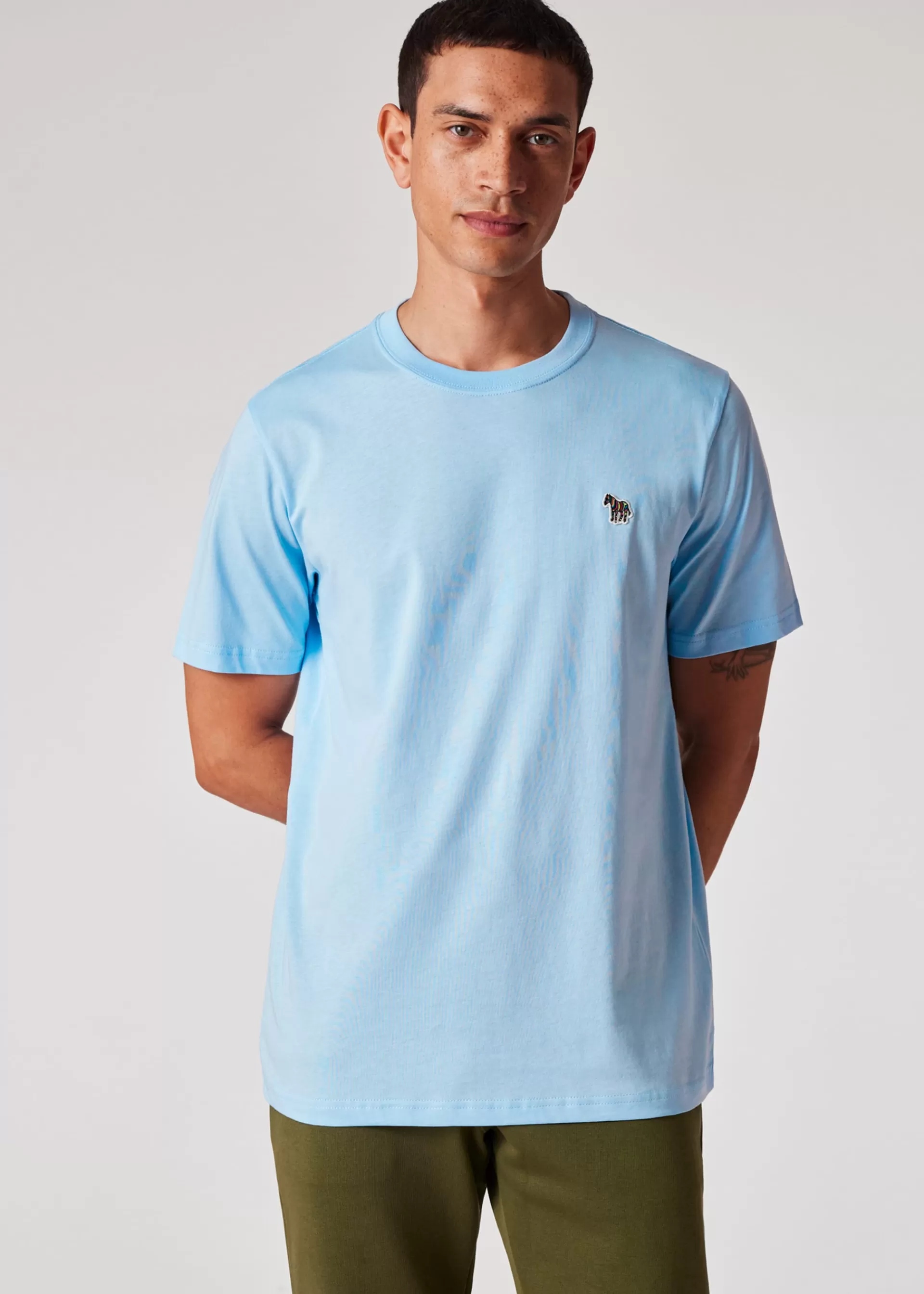 Pale Blue Organic Cotton Zebra Logo T-Shirt>Paul Smith New