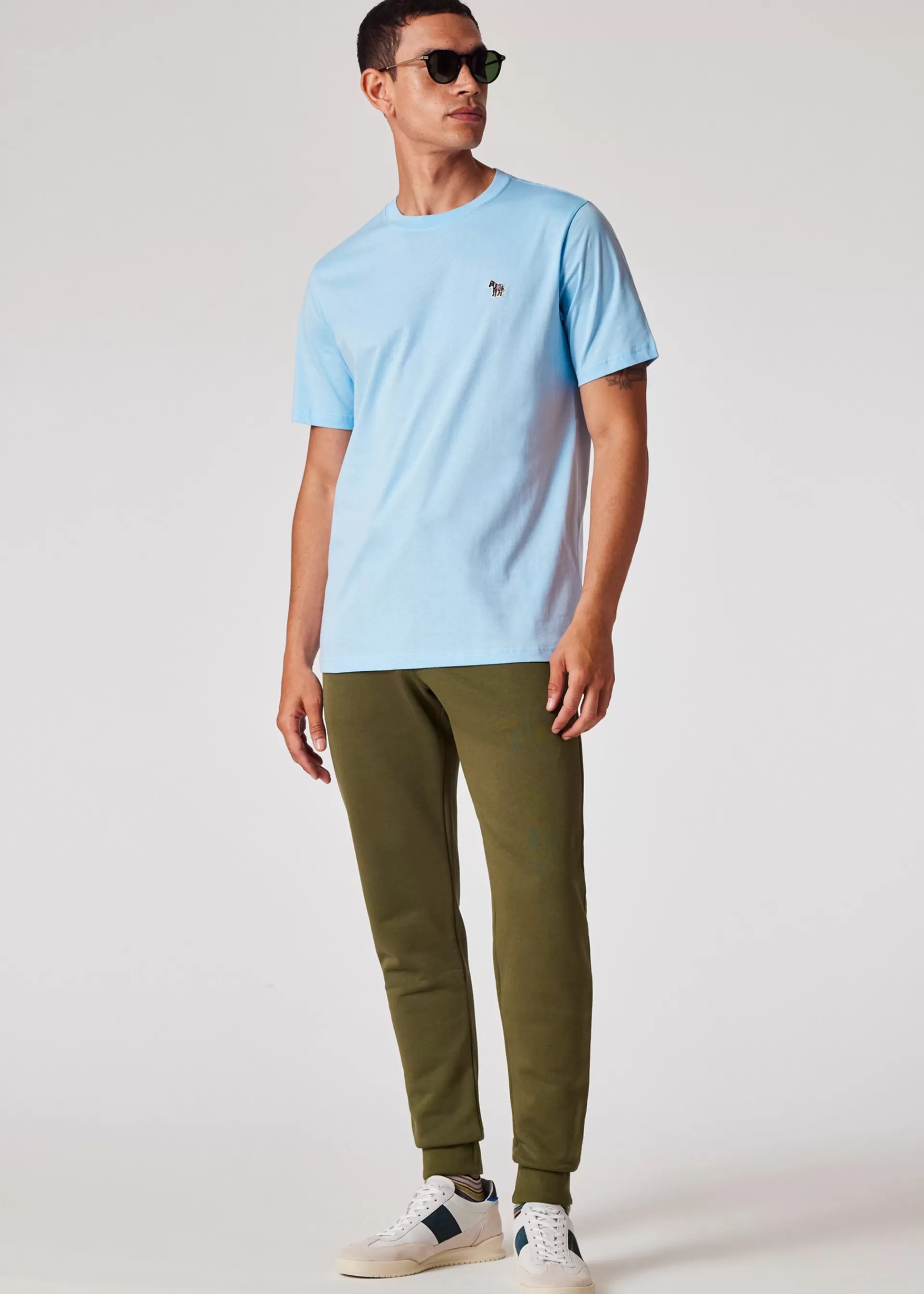 Pale Blue Organic Cotton Zebra Logo T-Shirt>Paul Smith New