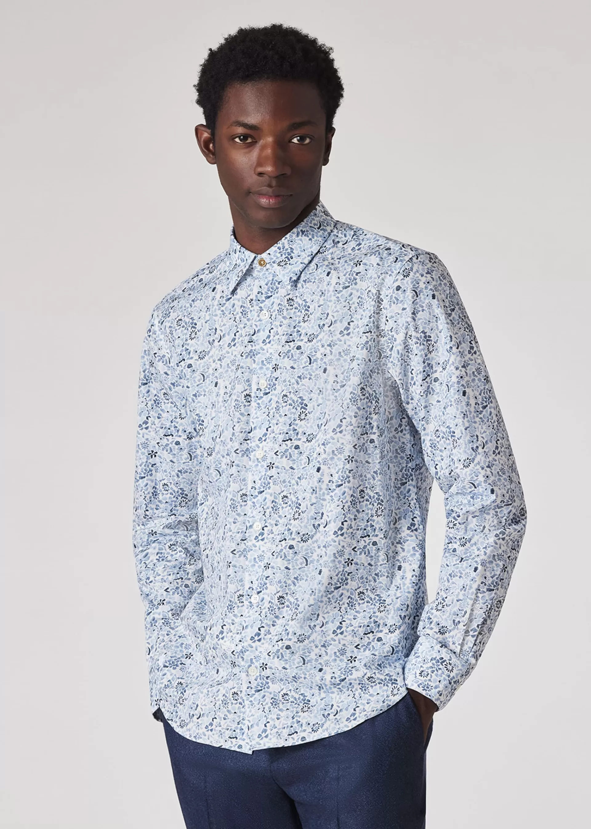 Pale Blue Slim-Fit 'Pencil Floral' Shirt>Paul Smith Cheap